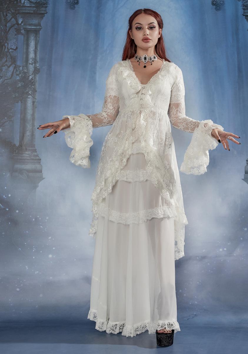lace maternity dress australia Katherine Sheer Lace Maxi Dress - White main image 1