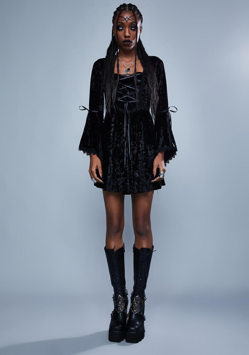 Widow Medieval Velvet Bell Sleeve Mini Dress Dolls Kill Widow Medieval Velvet Bell Sleeve Mini Dress Dolls Kill