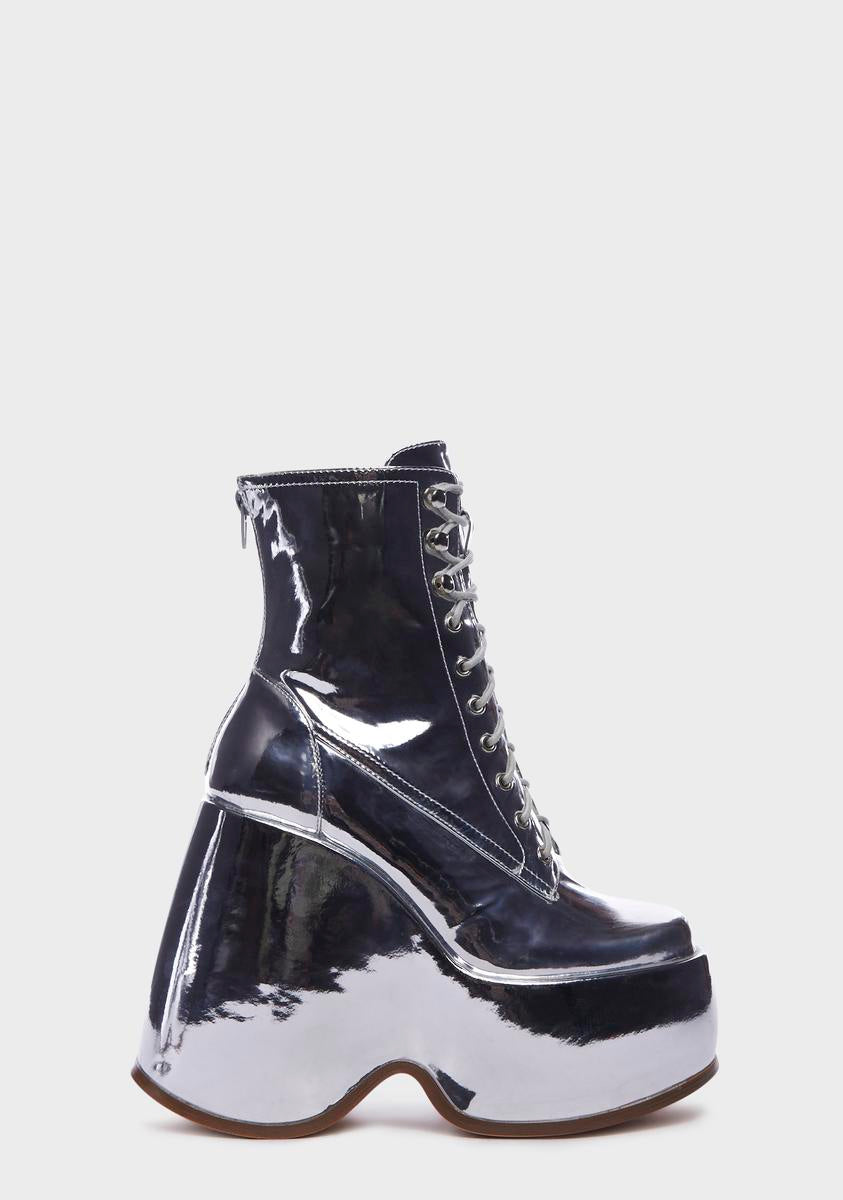 silver platform boots
