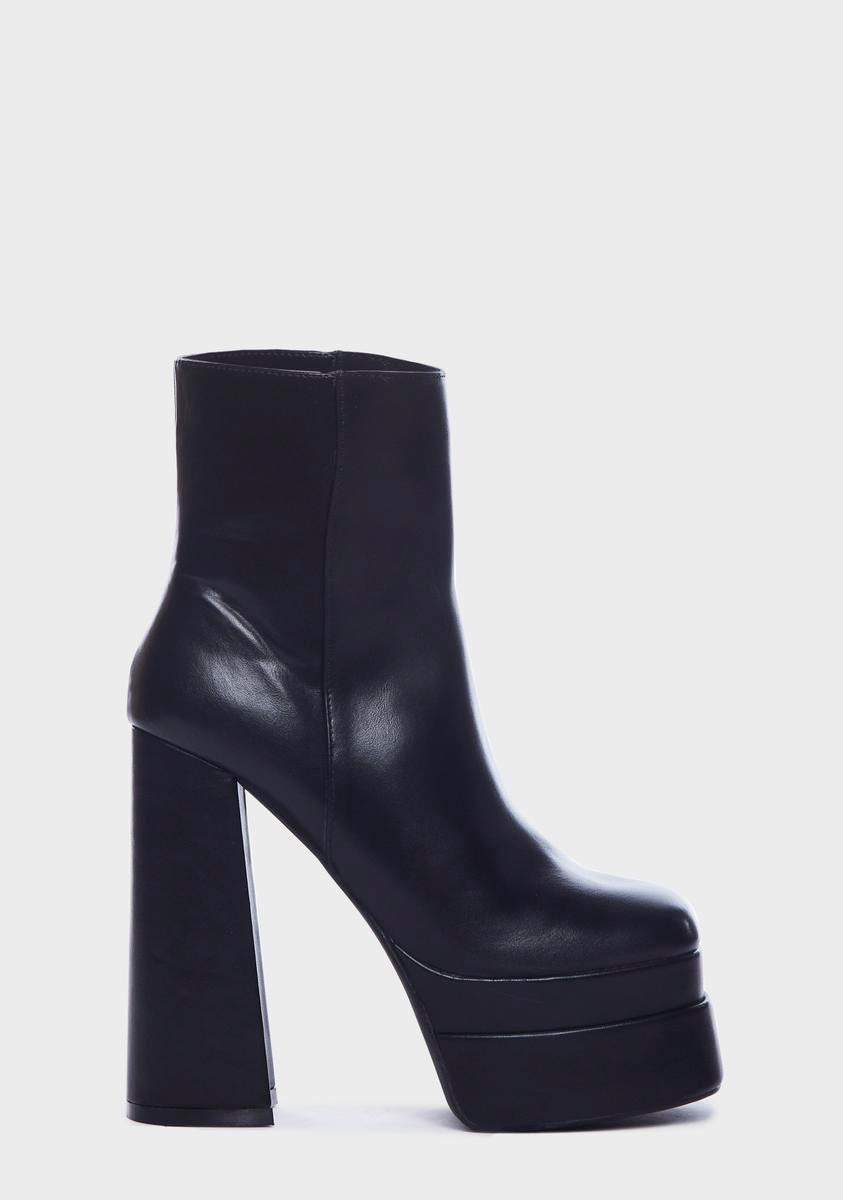 Vegan Leather Zip Up Ankle Platform Boots - Black – Dolls Kill