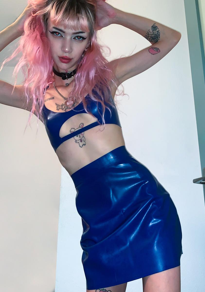 Blue Latex Mini Skirt Elissa Poppy,All Products : American Fashion Style Bags On Sale