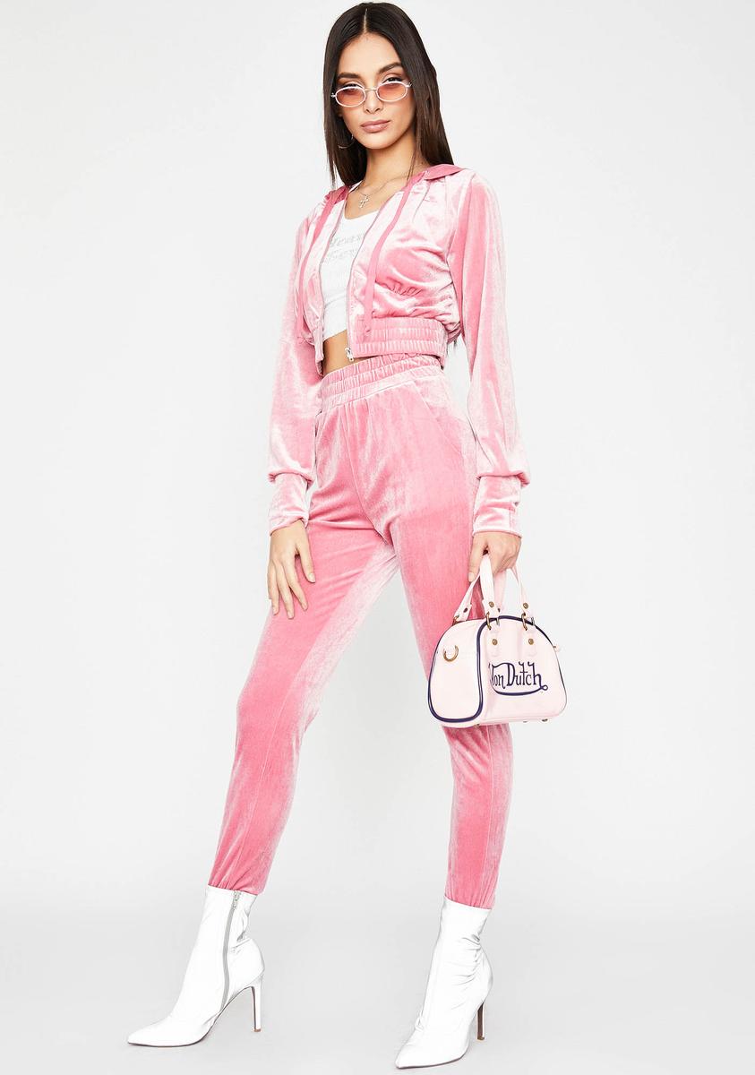 Velvet pink hotsell sweatsuit