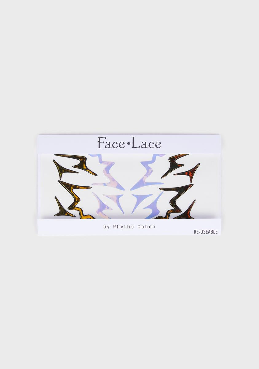 Face Lace Iridescent Mirrored Eye Stickers Multi Dolls Kill