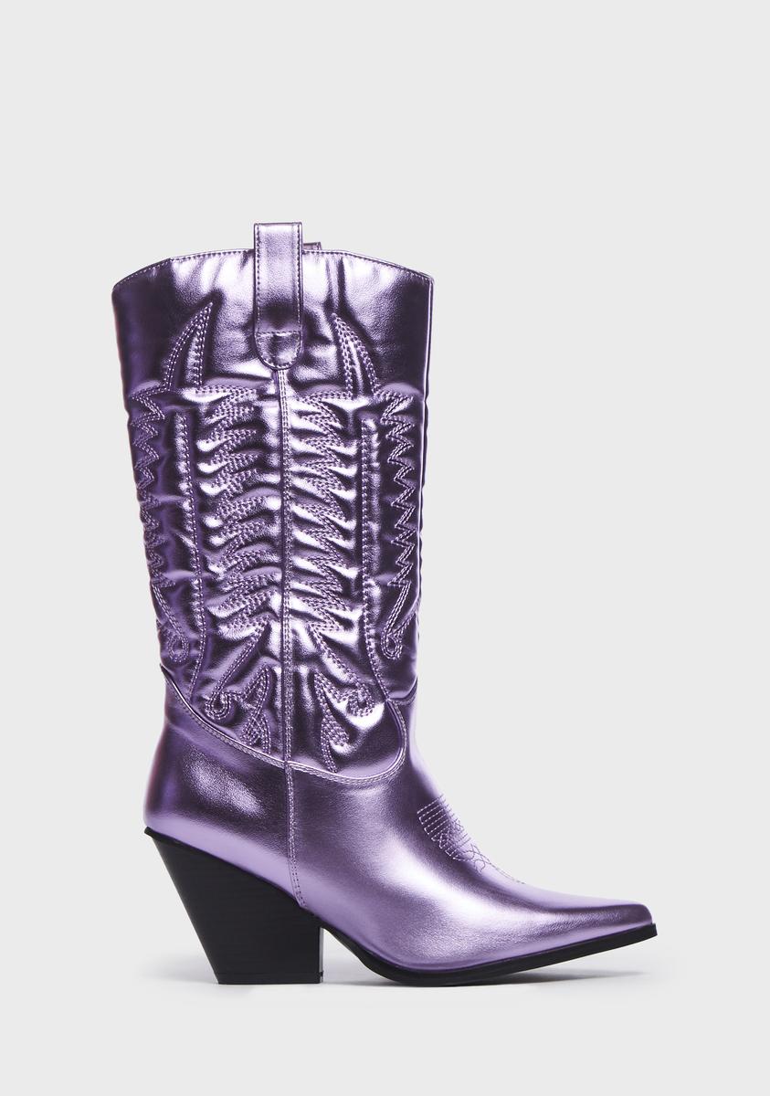 Metallic Lavender Western Beauty Cowboy Boots,New Products : American Fashion Style Bags On Sale