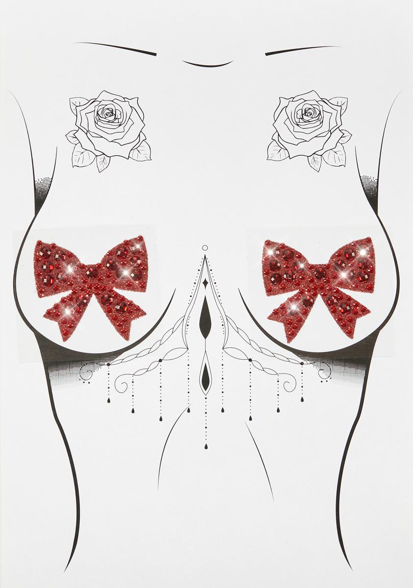 Pleasure's Mine Rhinestone Bow Pasties
