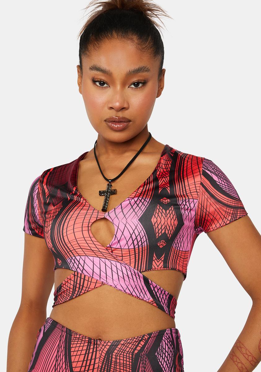 Abstract Printed Wrap Crop Top Public Desire,All Products : American Fashion Style Bags On Sale