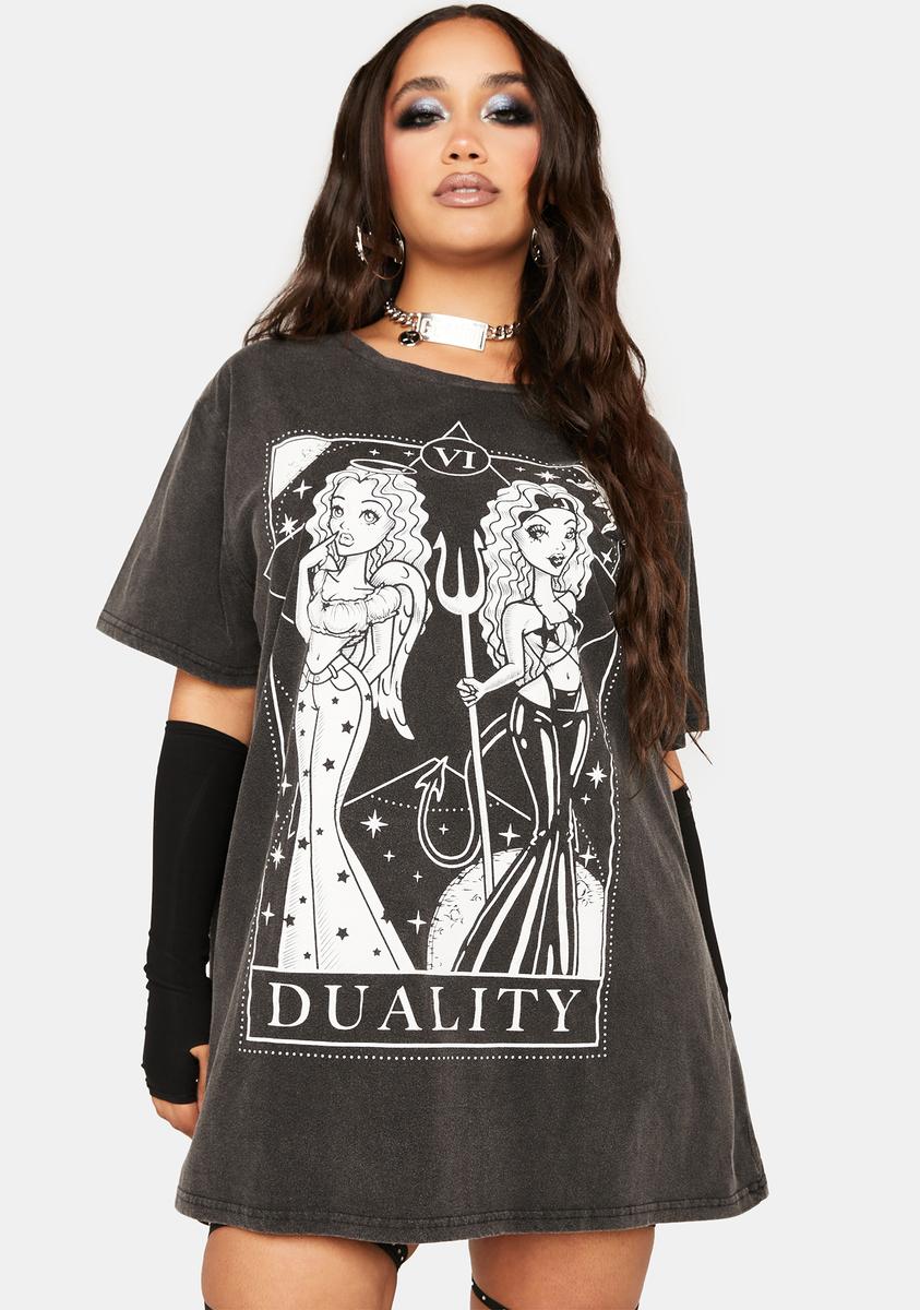 Plus Twin Flame Graphic Tee HOROSCOPEZ,Specials : American Fashion Style Bags On Sale