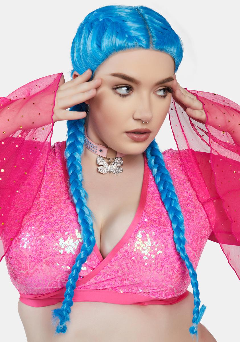Club Exx Pig Tail Wig - Blue – Dolls Kill