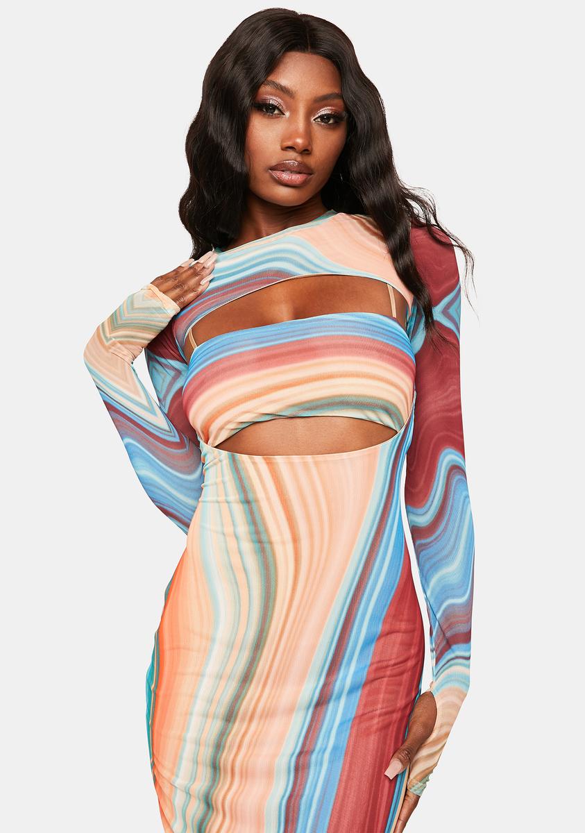 mesh cut out midi dress AFRM Mesh Cut Out Midi Dress