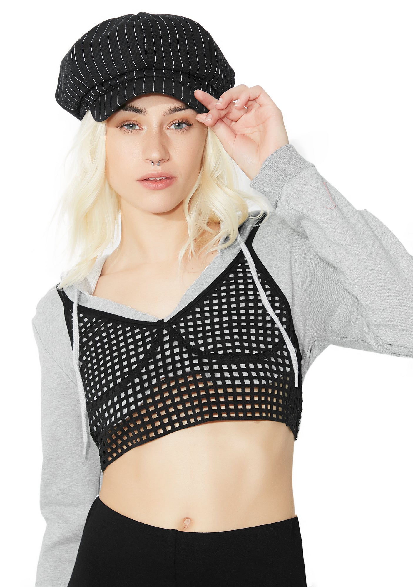 Mesh Bodice Cropped Hoodie – Dolls Kill