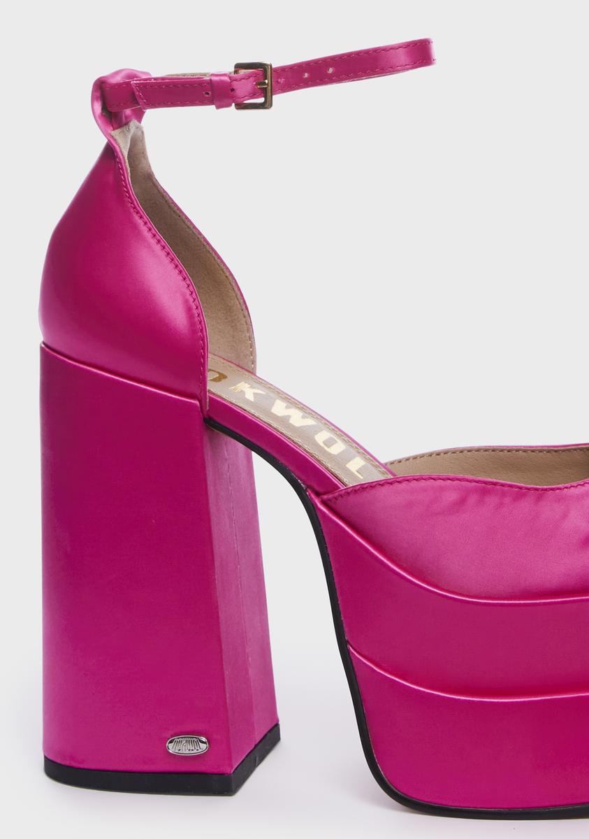 NOKWOL Satin Double Platform Heels Pink Dolls Kill