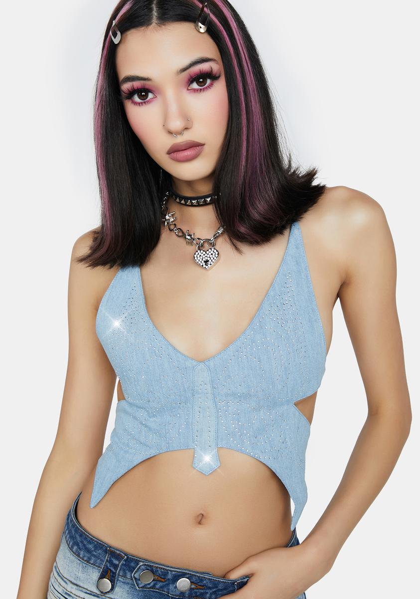 Butterfly Denim Halter NGOrder,All Products : American Fashion Style Bags On Sale