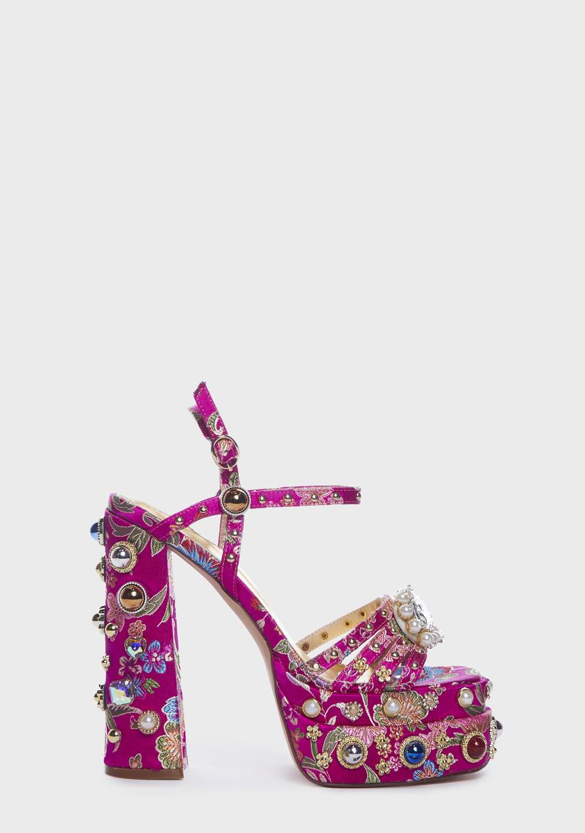 Annie Embellished Platform Heels AZALEA WANG,All Products : American Fashion Style Bags On Sale