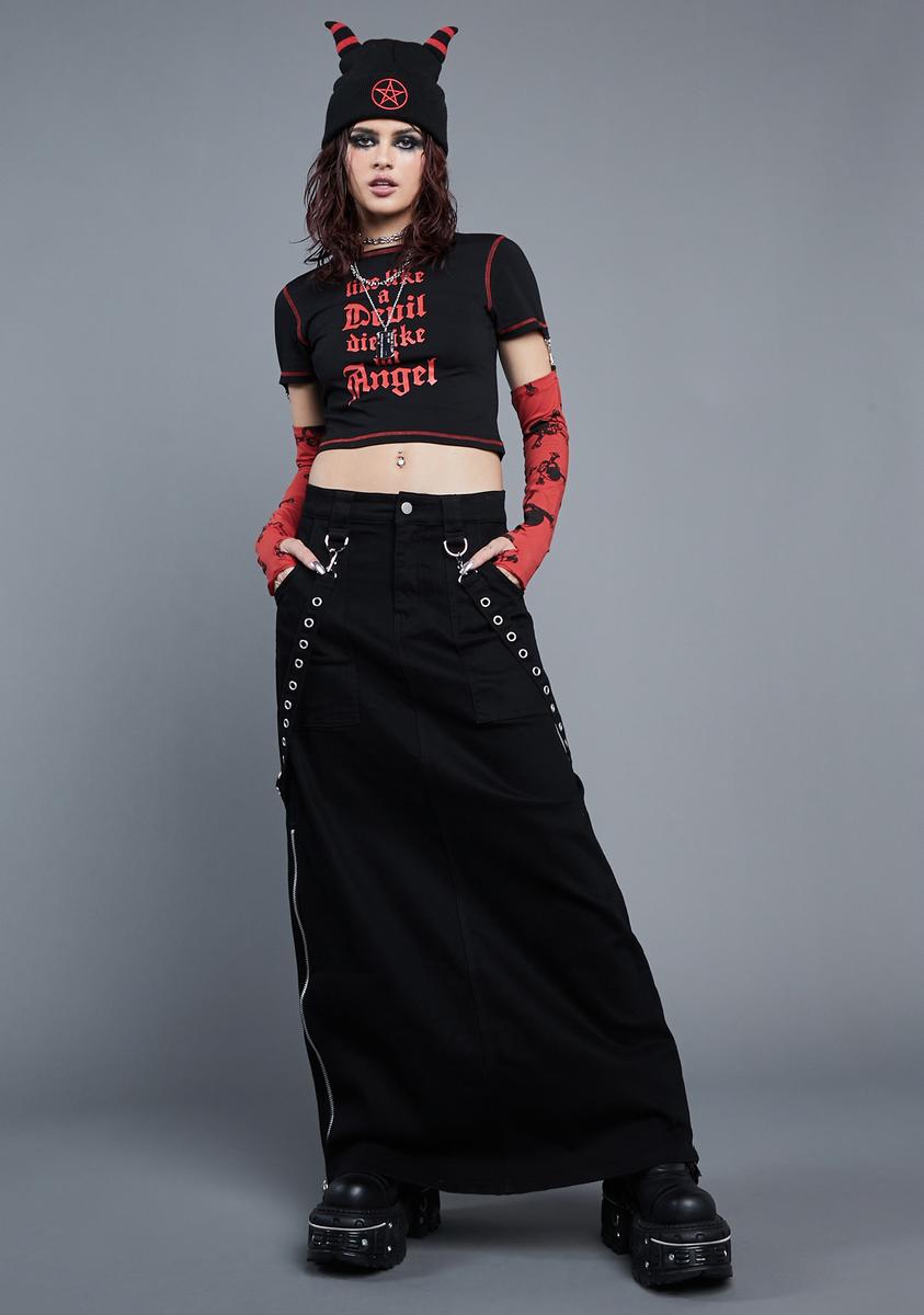 Widow Low Waist Maxi Skirt Black Dolls Kill