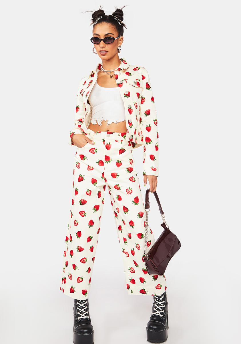 Dangerfield Strawberry Wide Leg High Waist Pants – Dolls Kill