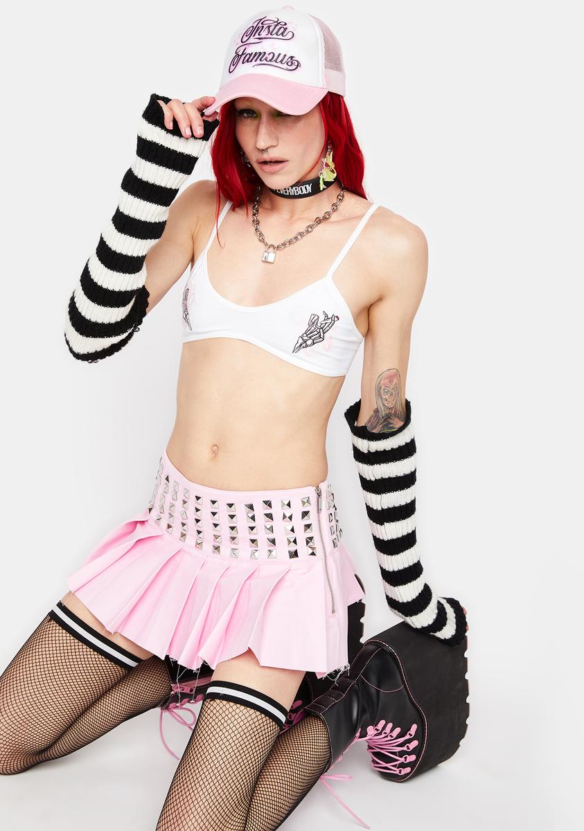 Femfetti Skeleton Hands Weed Bralette White Dolls Kill