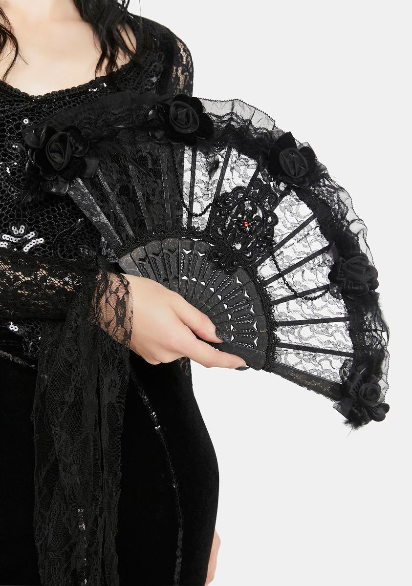 Devil Fashion Lace Sheer Handheld Fan - Black – Dolls Kill