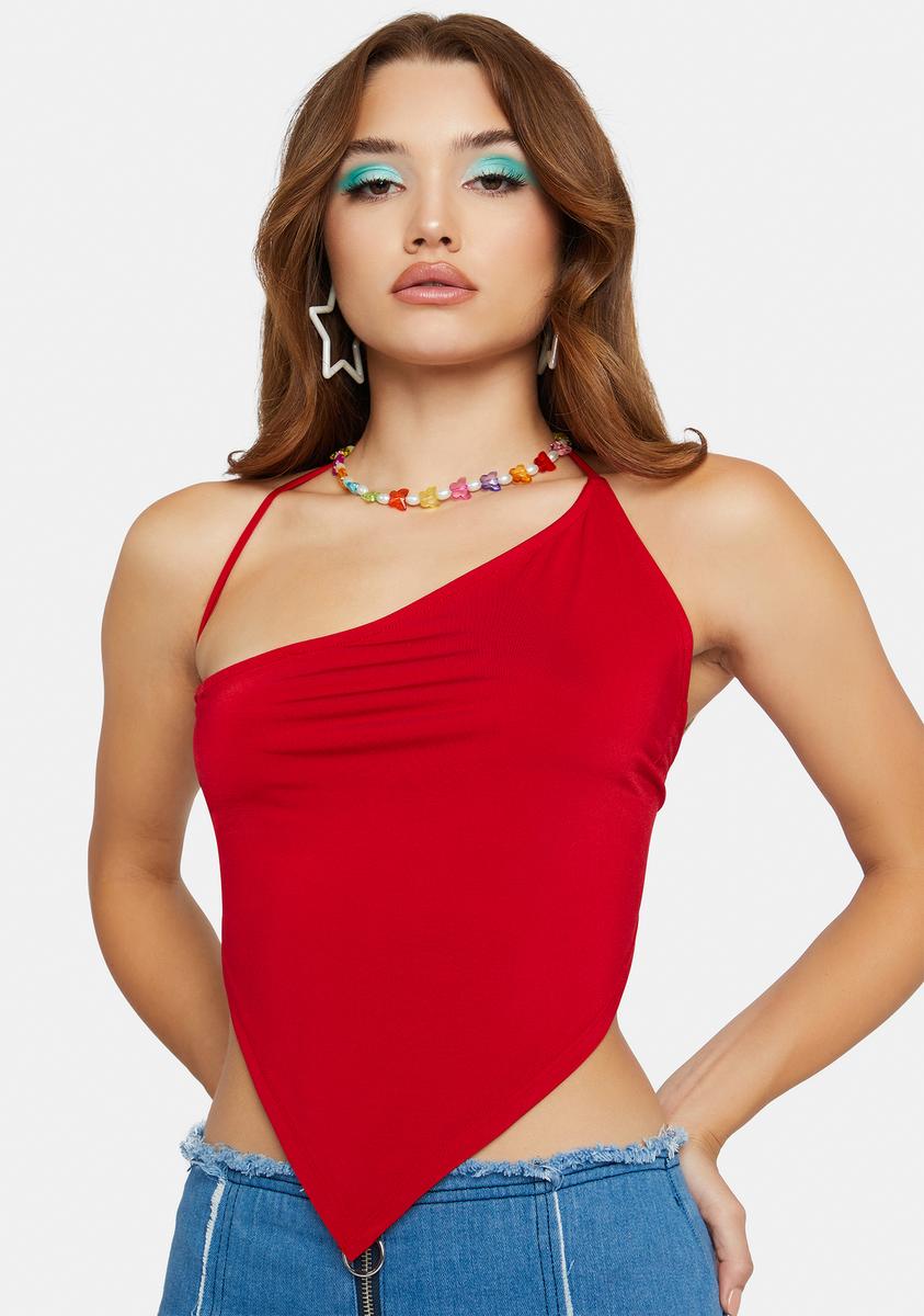Hot Barn Party Asymmetrical Crop Top,Specials : American Fashion Style Bags On Sale