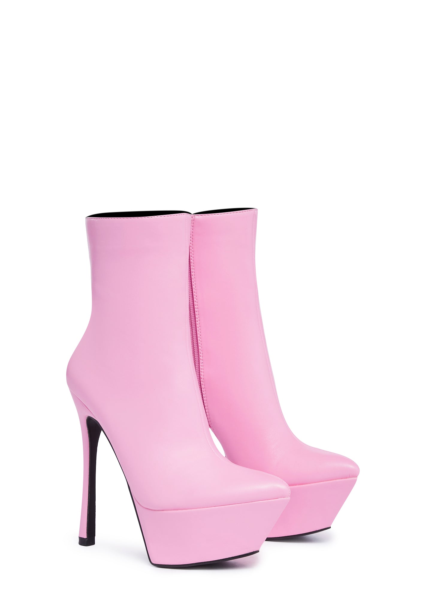 Vegan Leather Stiletto Ankle Boots Pink Dolls Kill