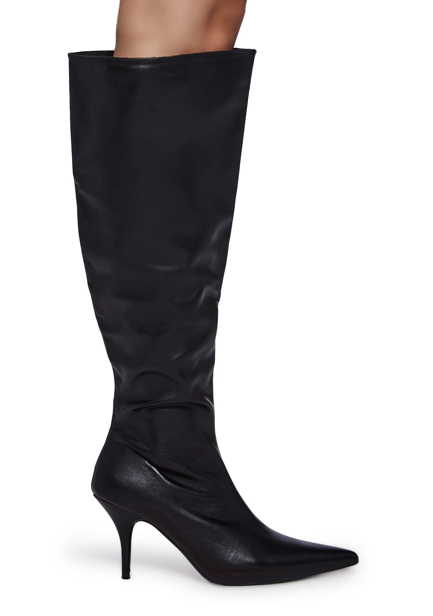 Pointed Toe Vegan Leather Stiletto Boots - Black – Dolls Kill