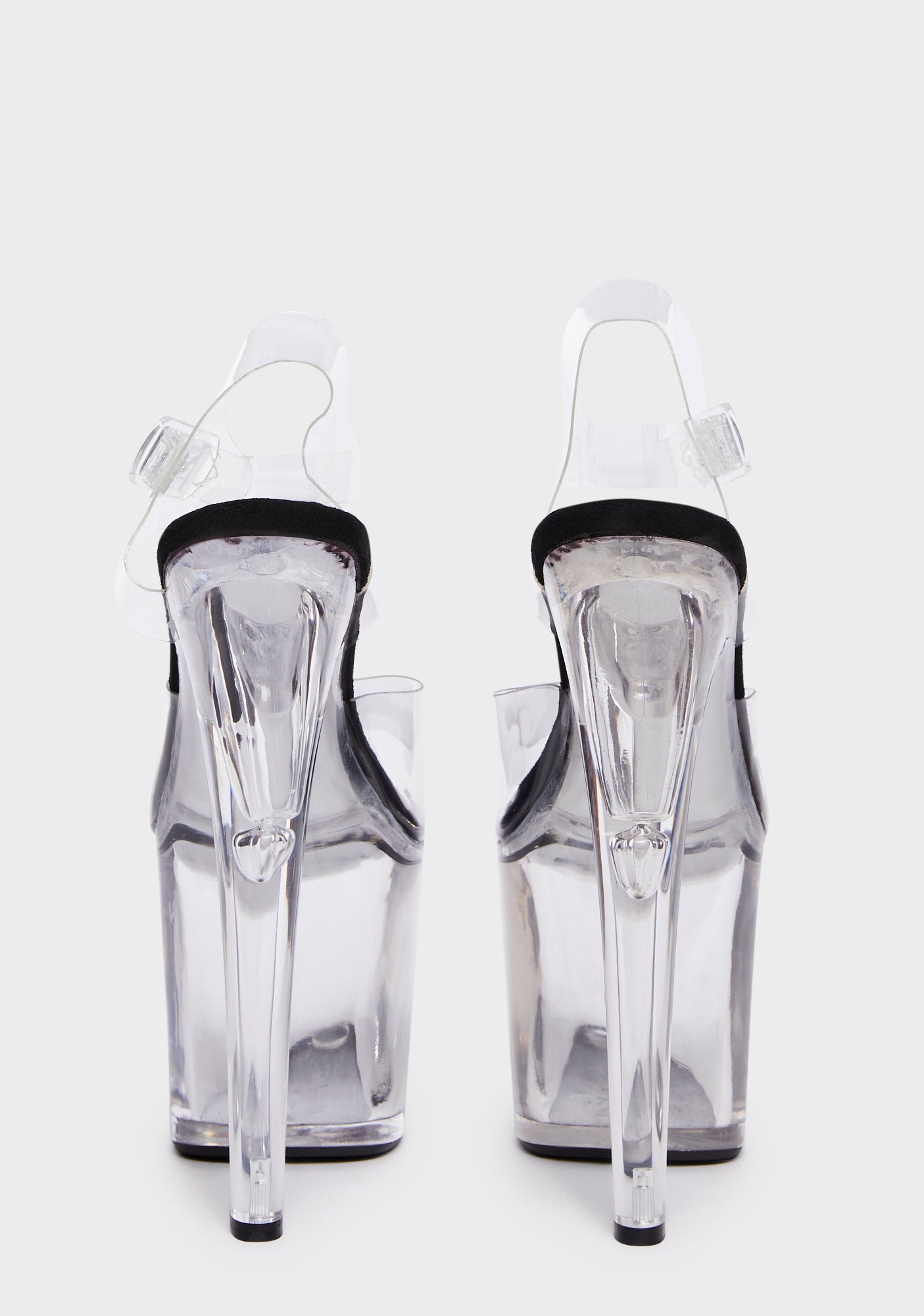 XTRA by YRU PVC Lucite Platform Stiletto Heels - Clear/Black/Clear ...