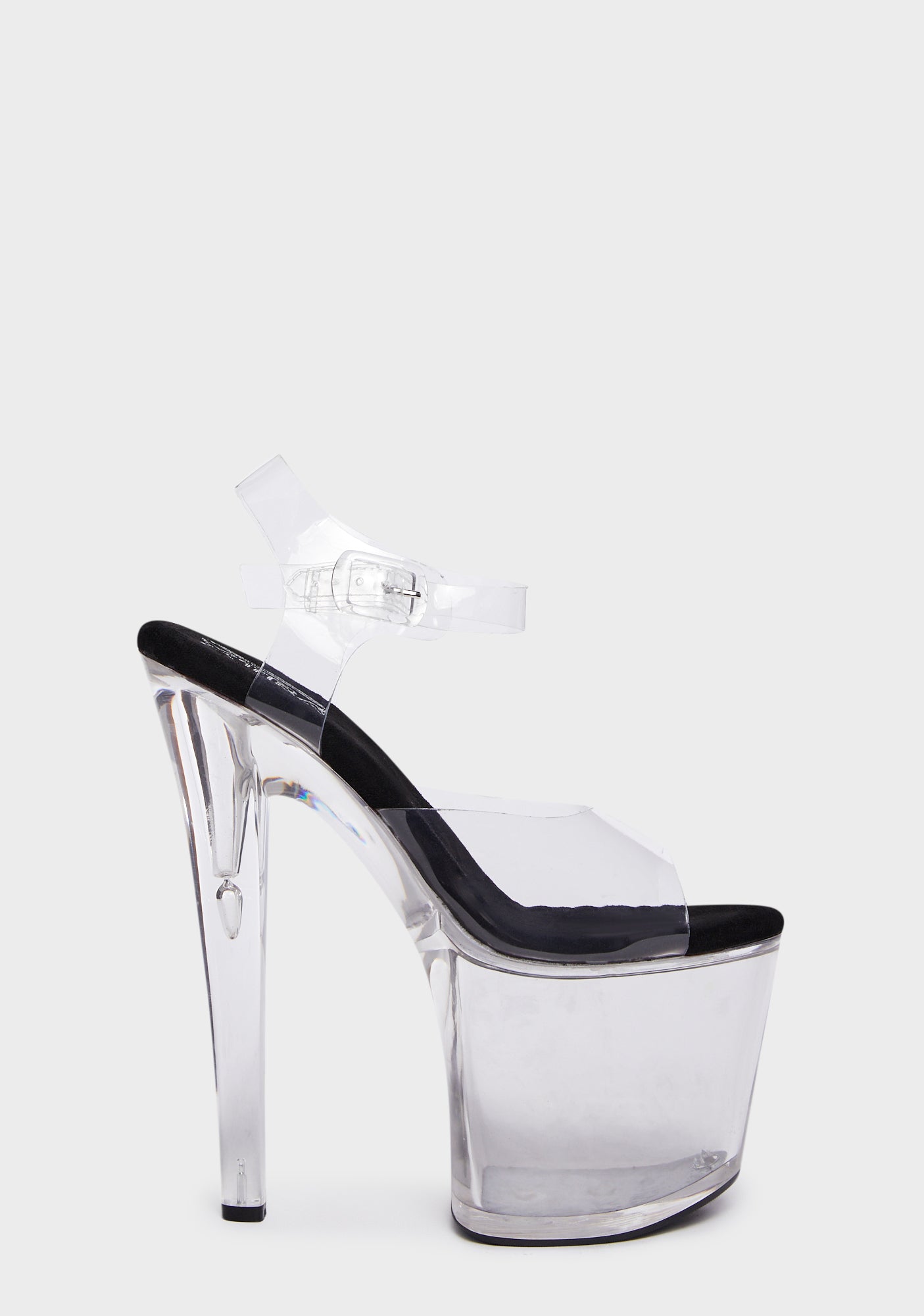 XTRA by YRU PVC Lucite Platform Stiletto Heels - Clear/Black/Clear ...