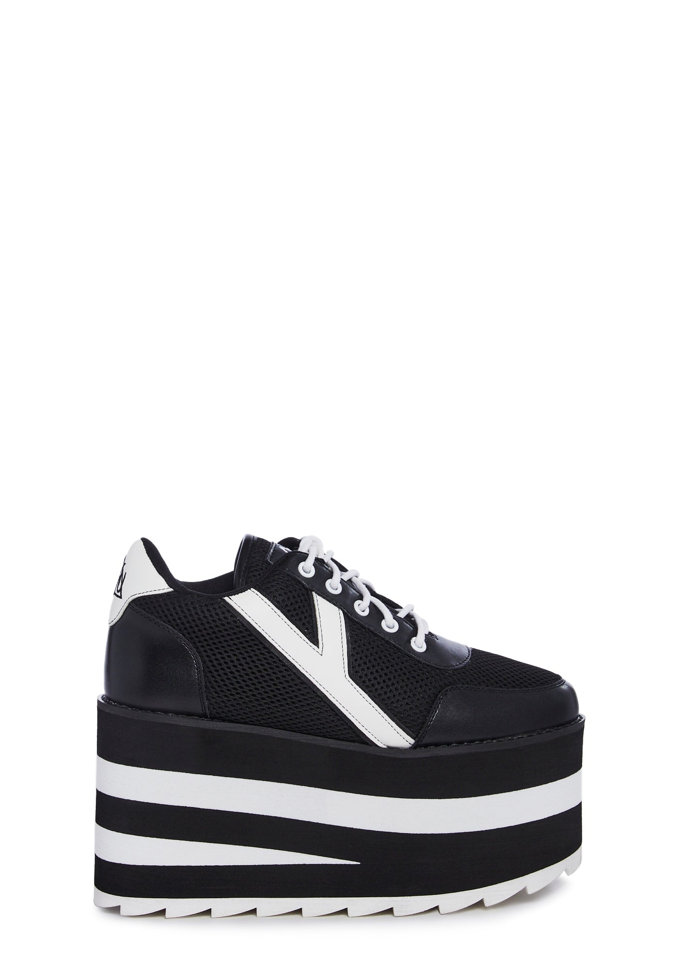 YRU Striped Platform Sneakers - Black â Dolls Kill