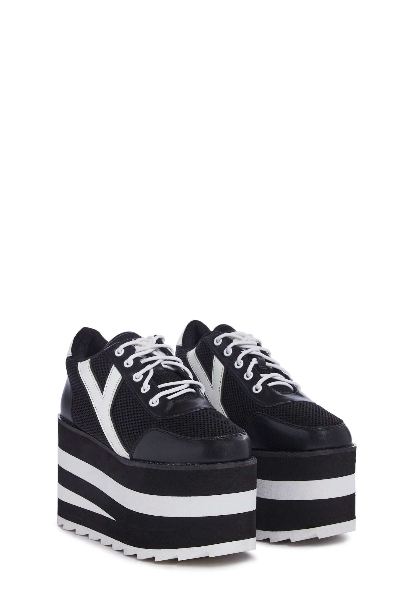 Black and white striped platform sneakers shop