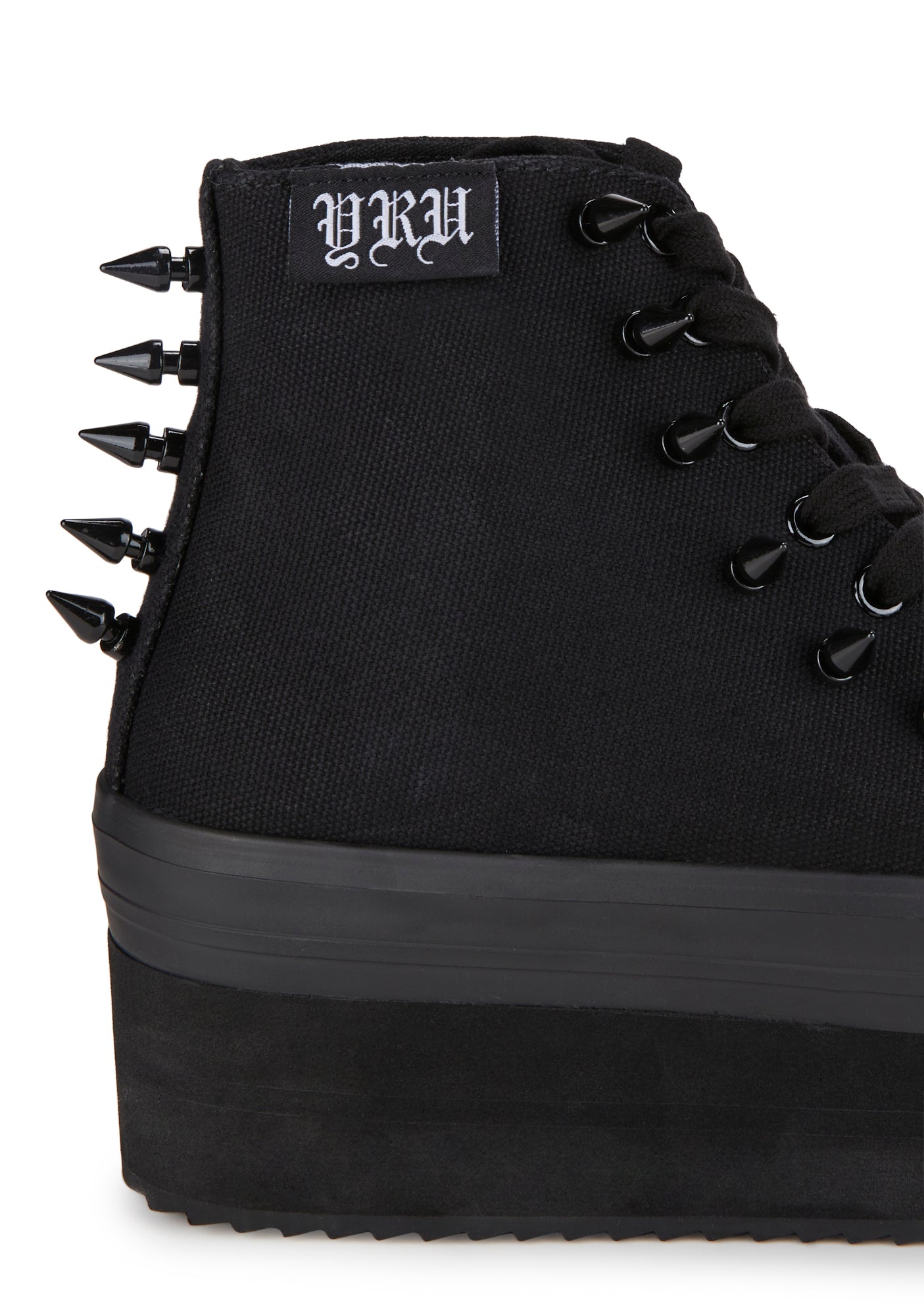 XTRA by YRU Canvas Spiked Platform Sneakers - Black – Dolls Kill