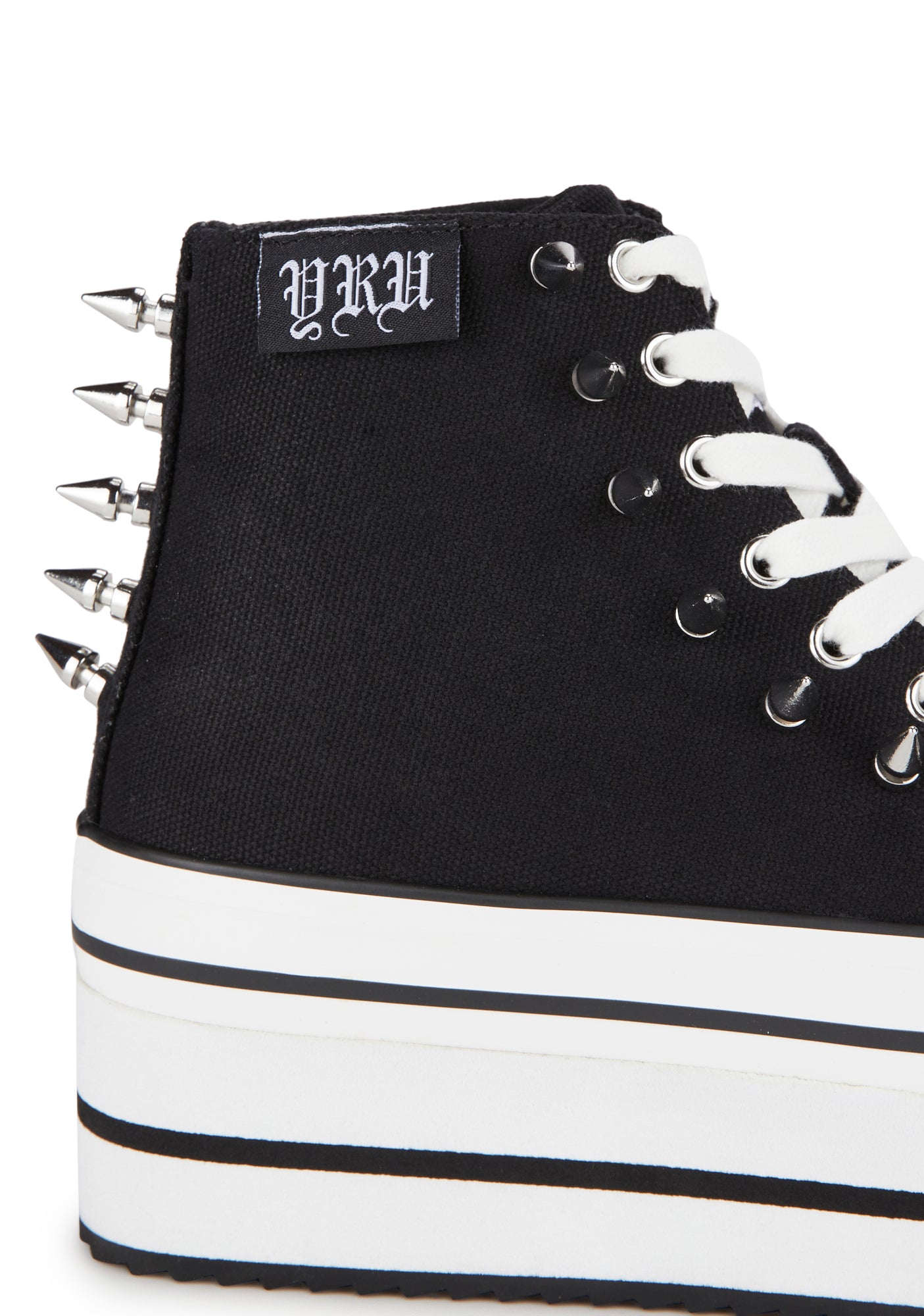 XTRA by YRU Canvas Spiked Platform Sneakers - Black/White