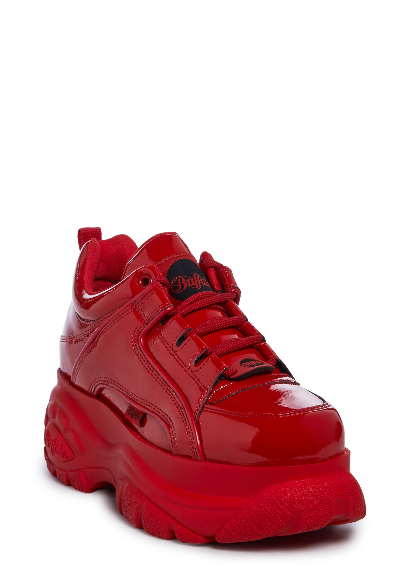 Buffalo London Patent Vegan Leather Platform Lace Up Sneakers