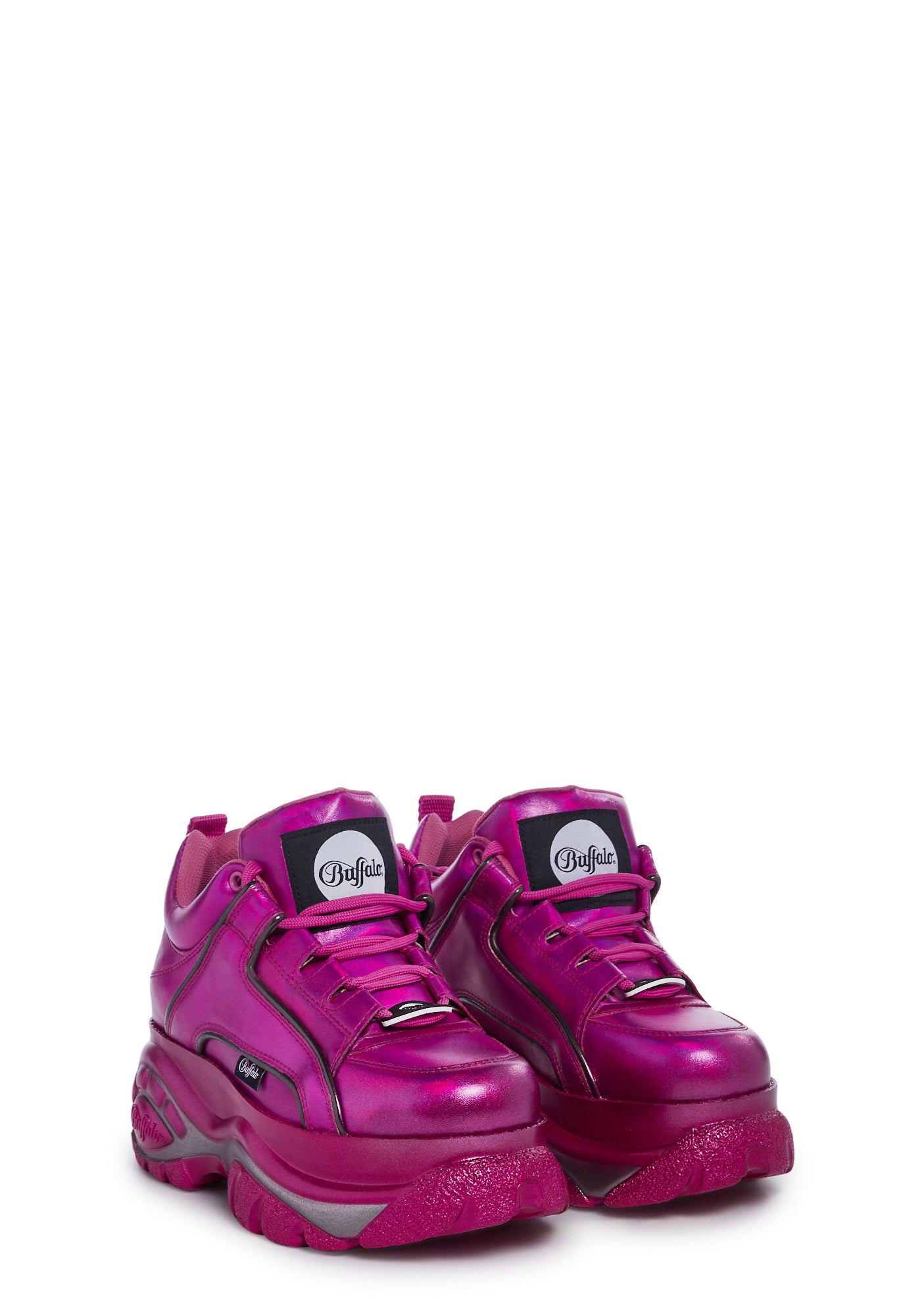 Buffalo London Patent Vegan Leather Platform Lace Up Sneakers
