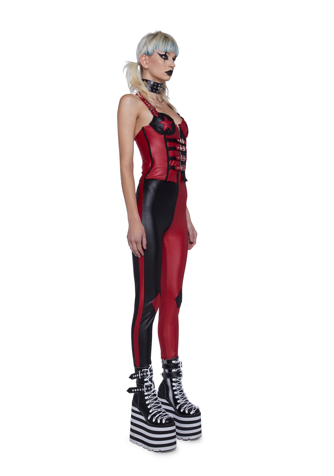 Trickz N' Treatz Two Tone Harlequin Harley Quinn Costume Set