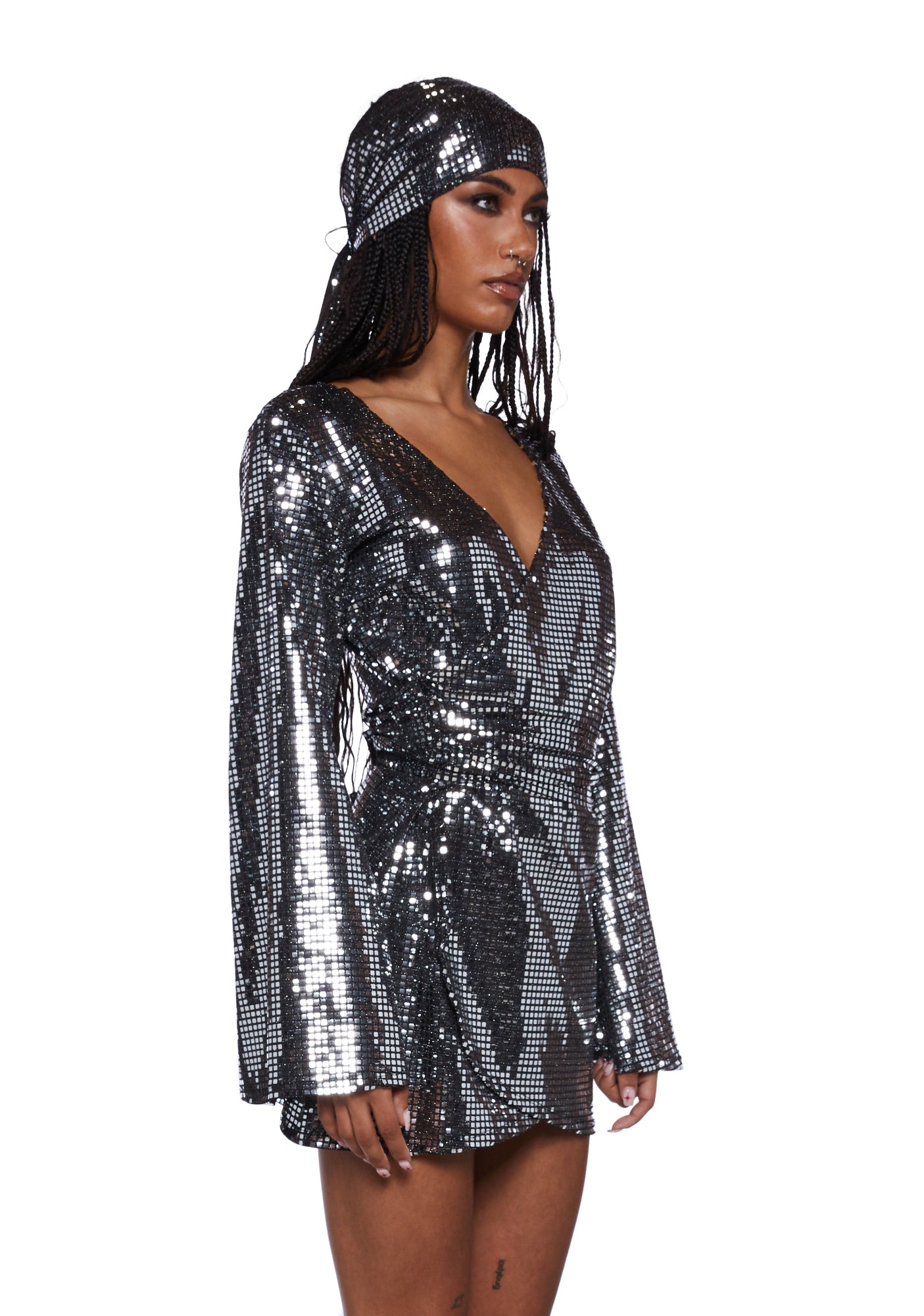 Trickz N Treatz 70 s Disco Babe Costume Silver Dolls Kill