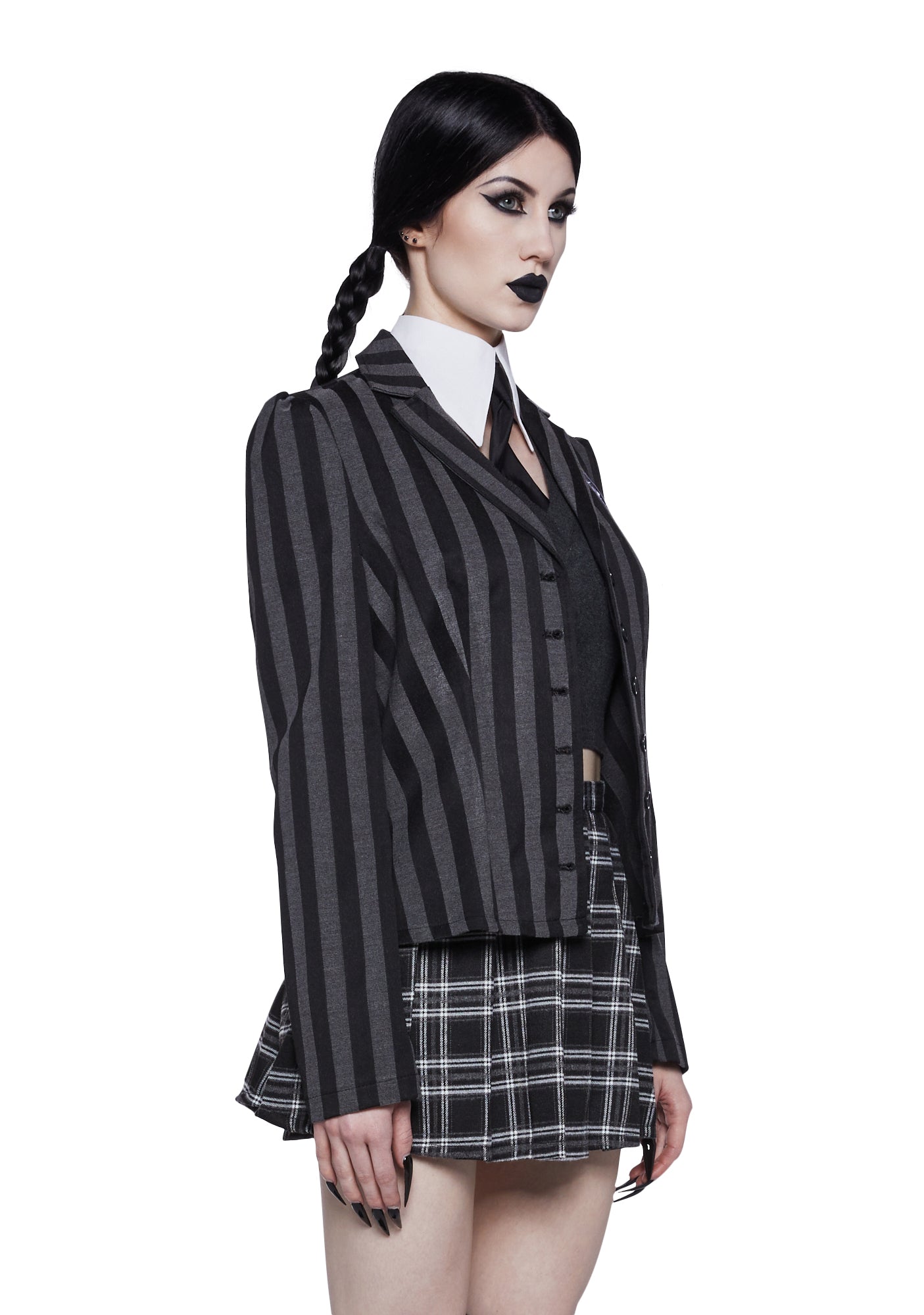 Gothic Girl Wednesday Addams Family Halloween Costume Womens Plus/Standard  Size