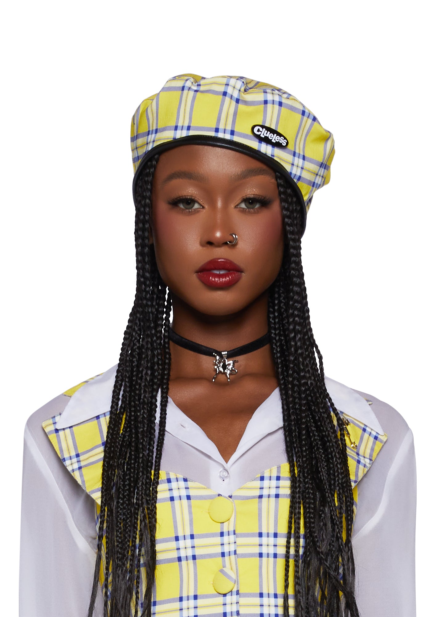 Dolls Kill x Clueless Plaid Beret Yellow