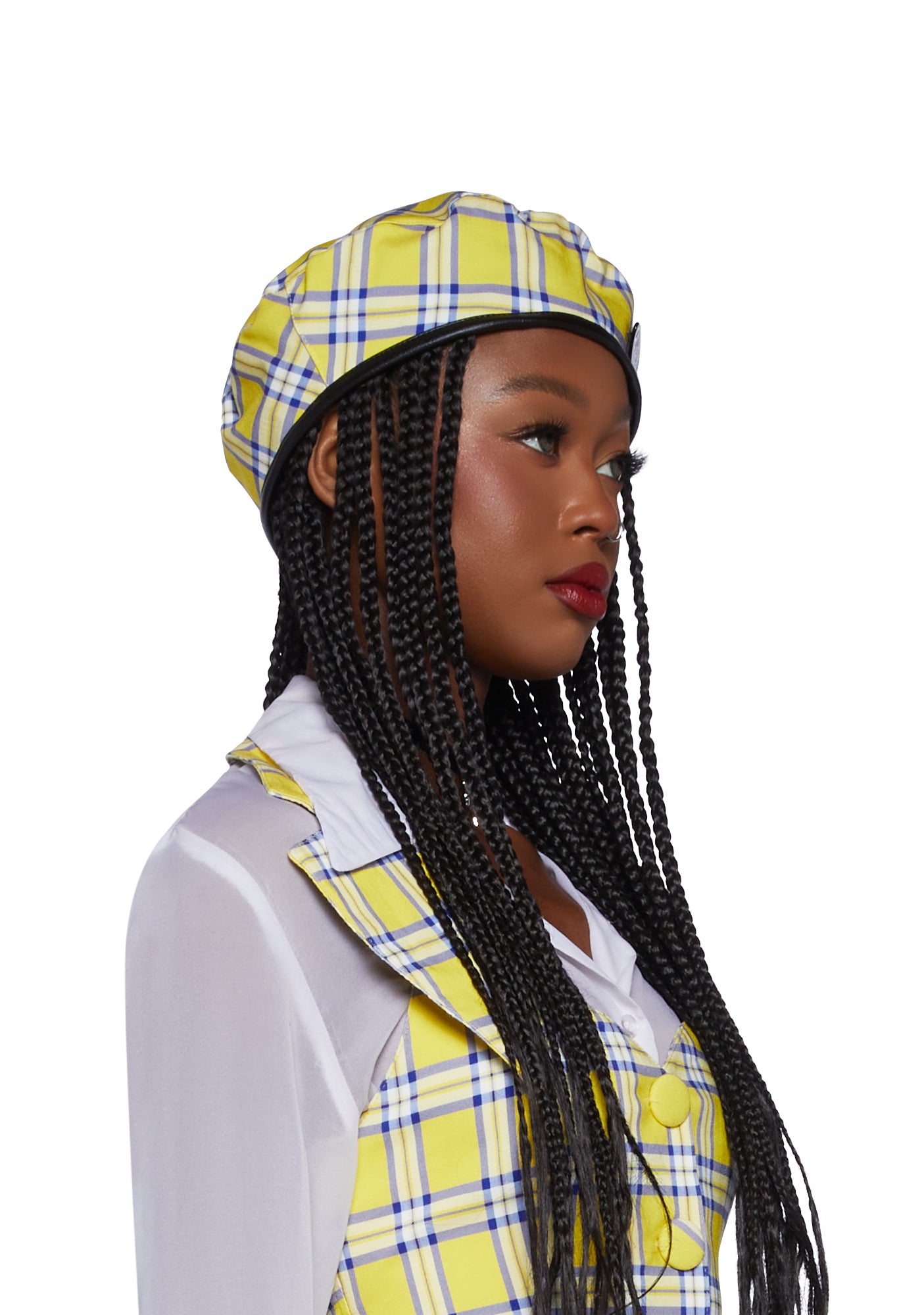 Dolls Kill x Clueless Plaid Beret Yellow