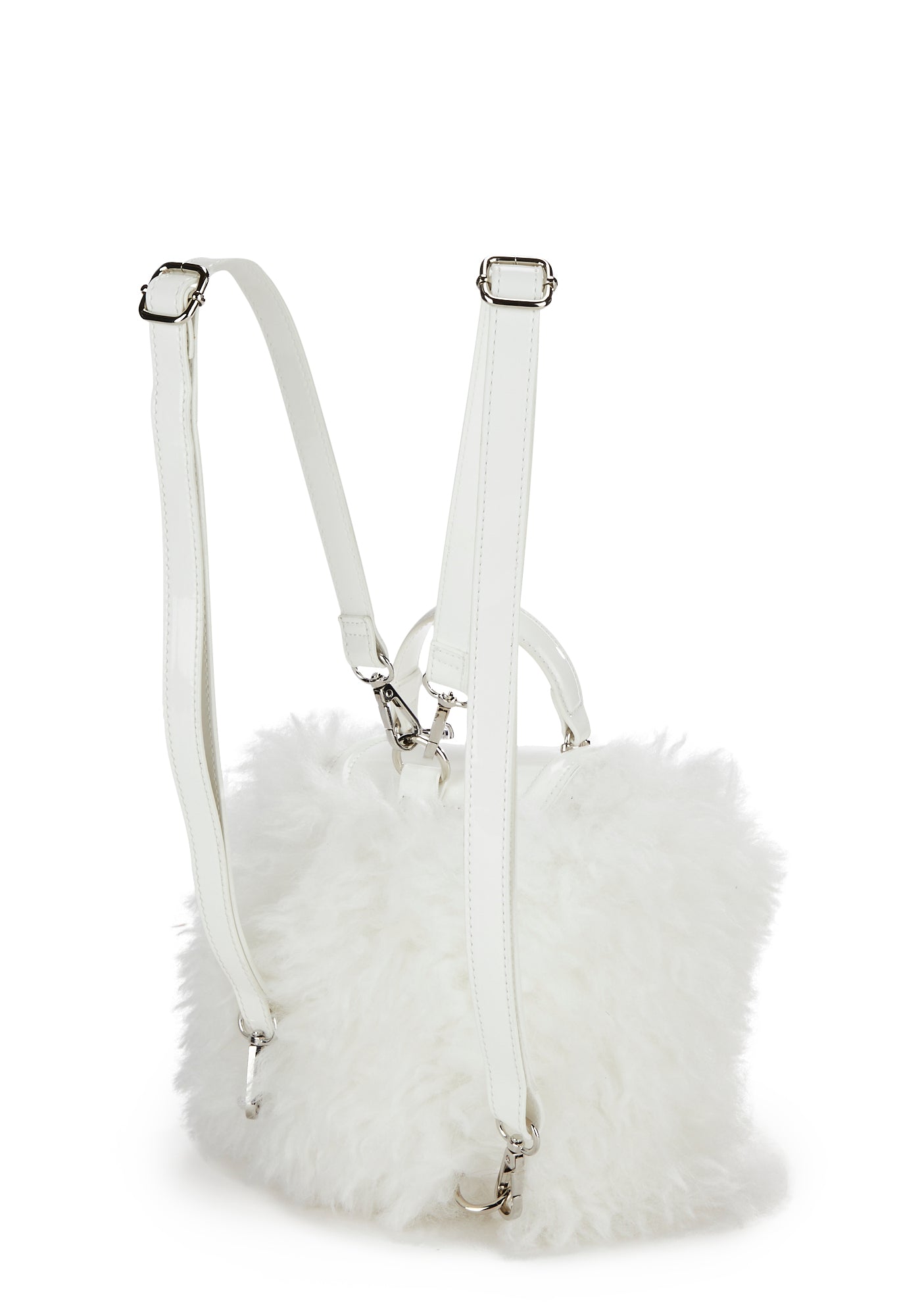 White furry backpack hotsell