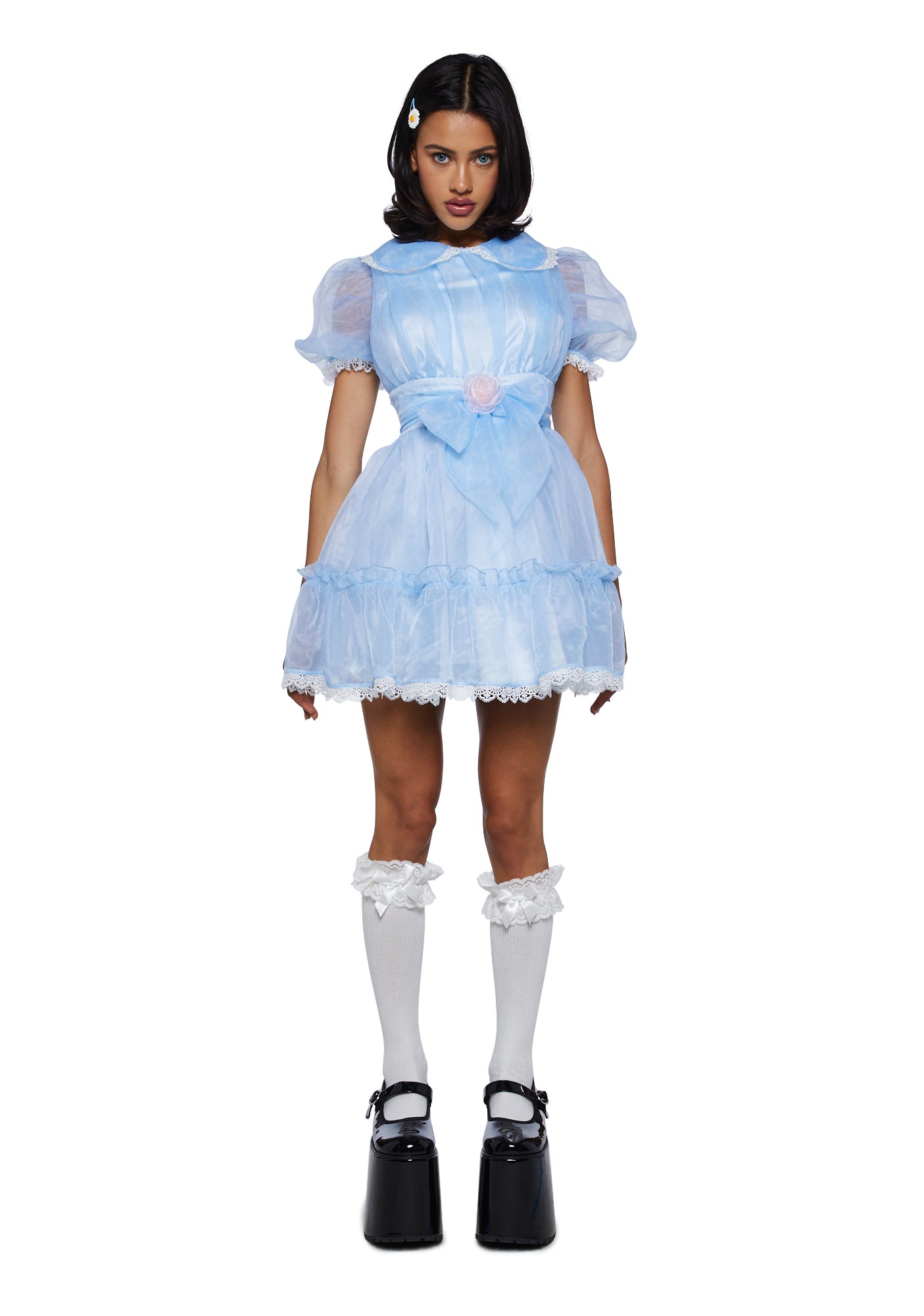 Creepy Twin The Shining Mini Dress Sexy Womans Halloween Costume - BLUE BLUE / X-LARGE Creepy Twin The Shining Mini Dress Sexy Womans Halloween Costume - BLUE BLUE / X-LARGE