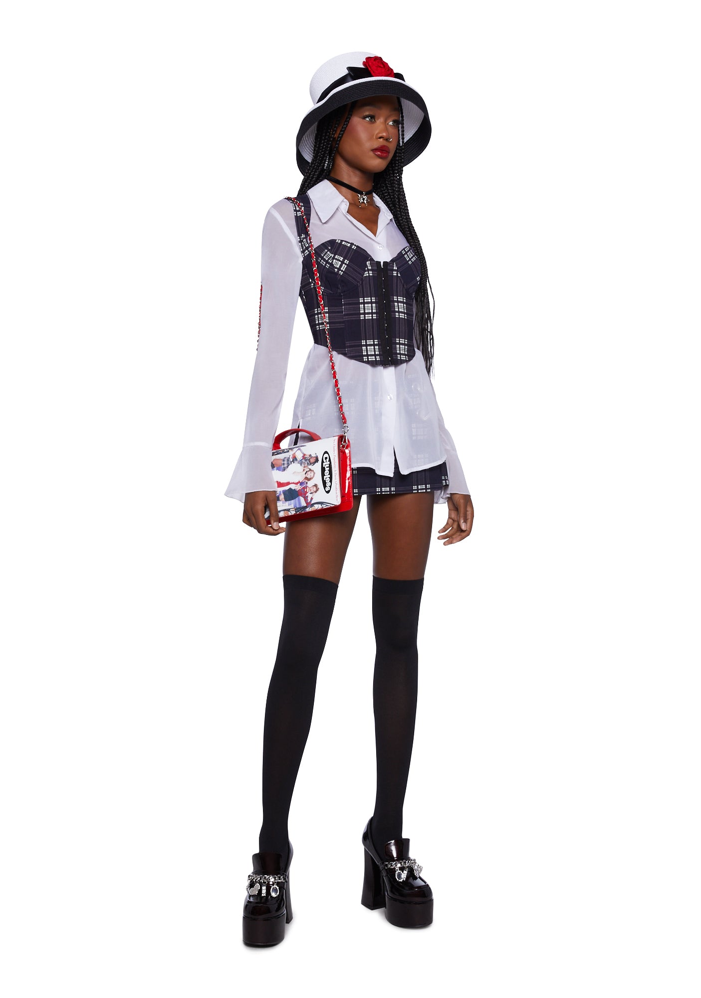 Dolls Kill x Clueless Plaid Bustier Top Multi