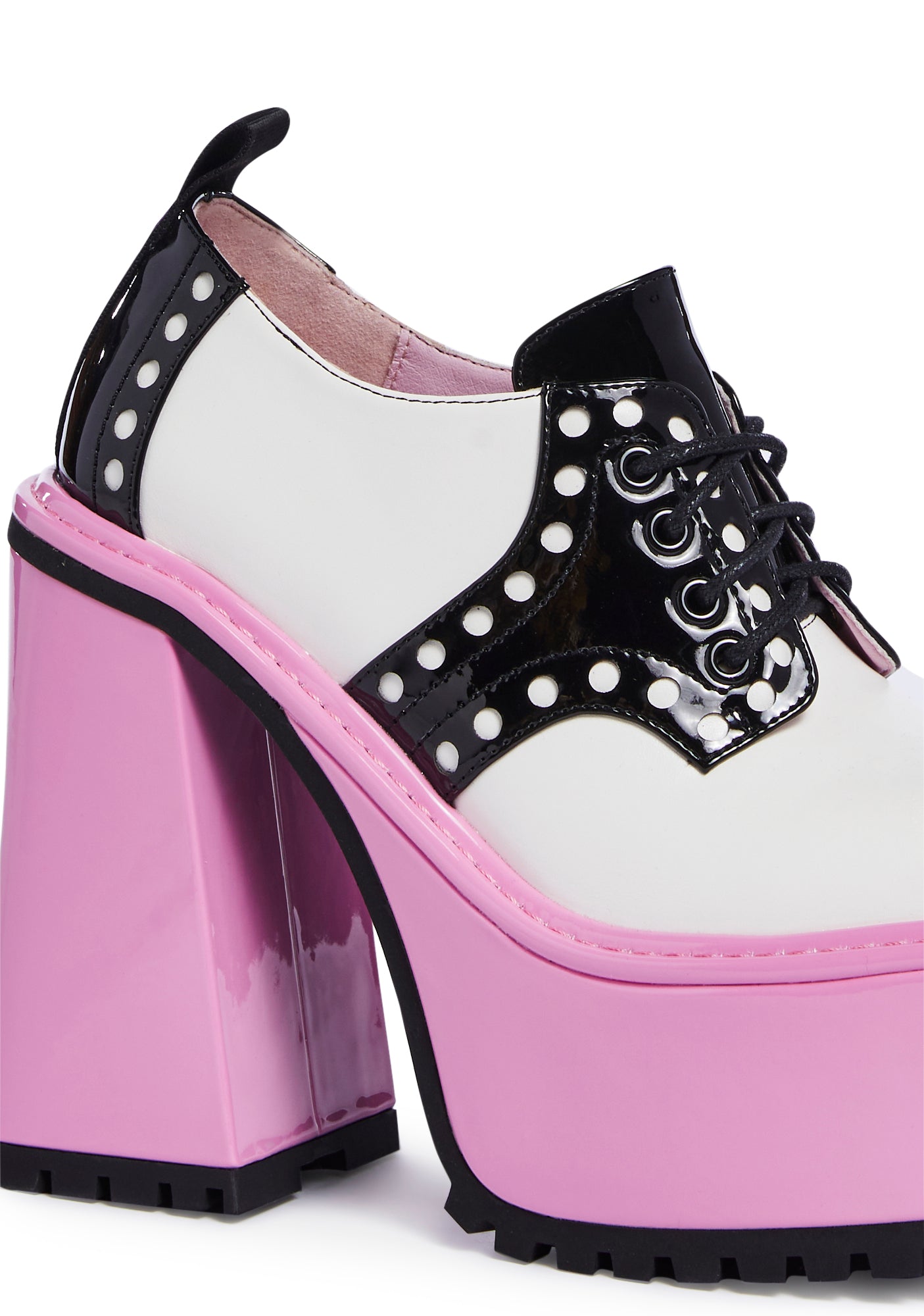 靴 burlesque Sugar Thrillz Patent Color Block Platform Heeled Oxfords