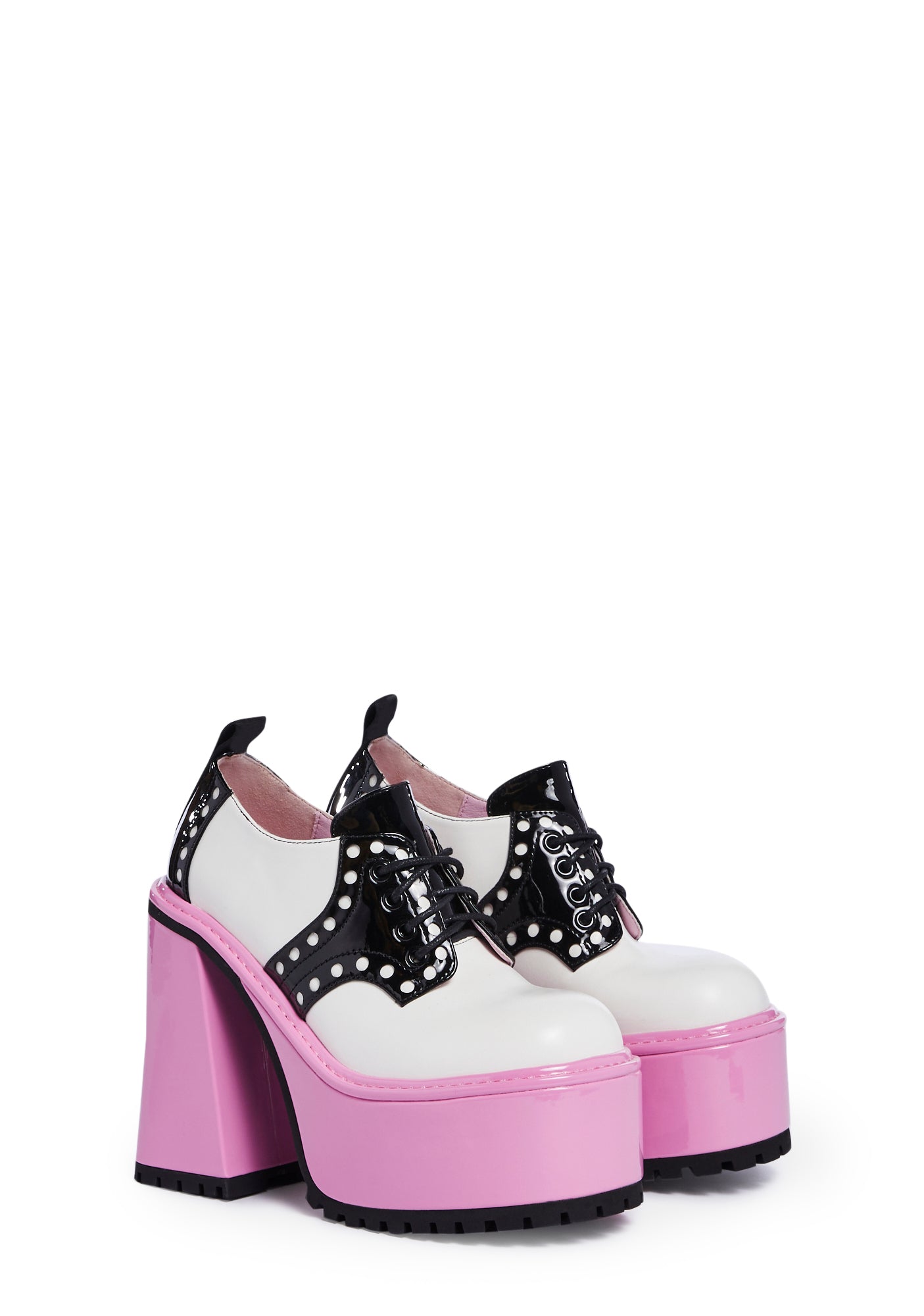 Sugar Thrillz Patent Color Block Platform Heeled Oxfords - Multi – Dolls  Kill