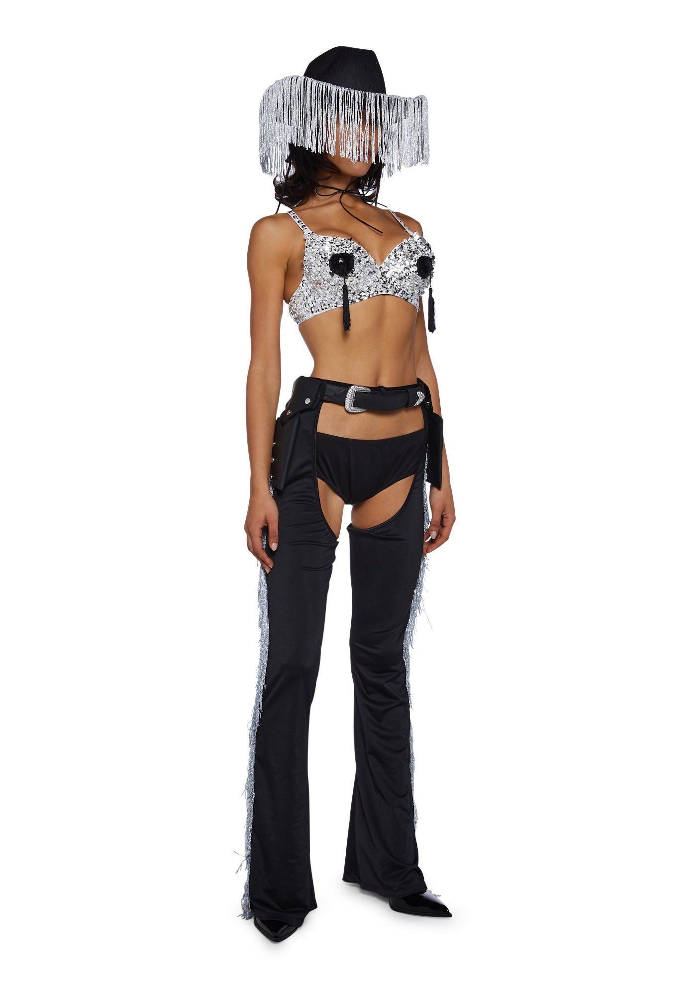 Giddy Up Rhinestone Cowgirl Costume - Black