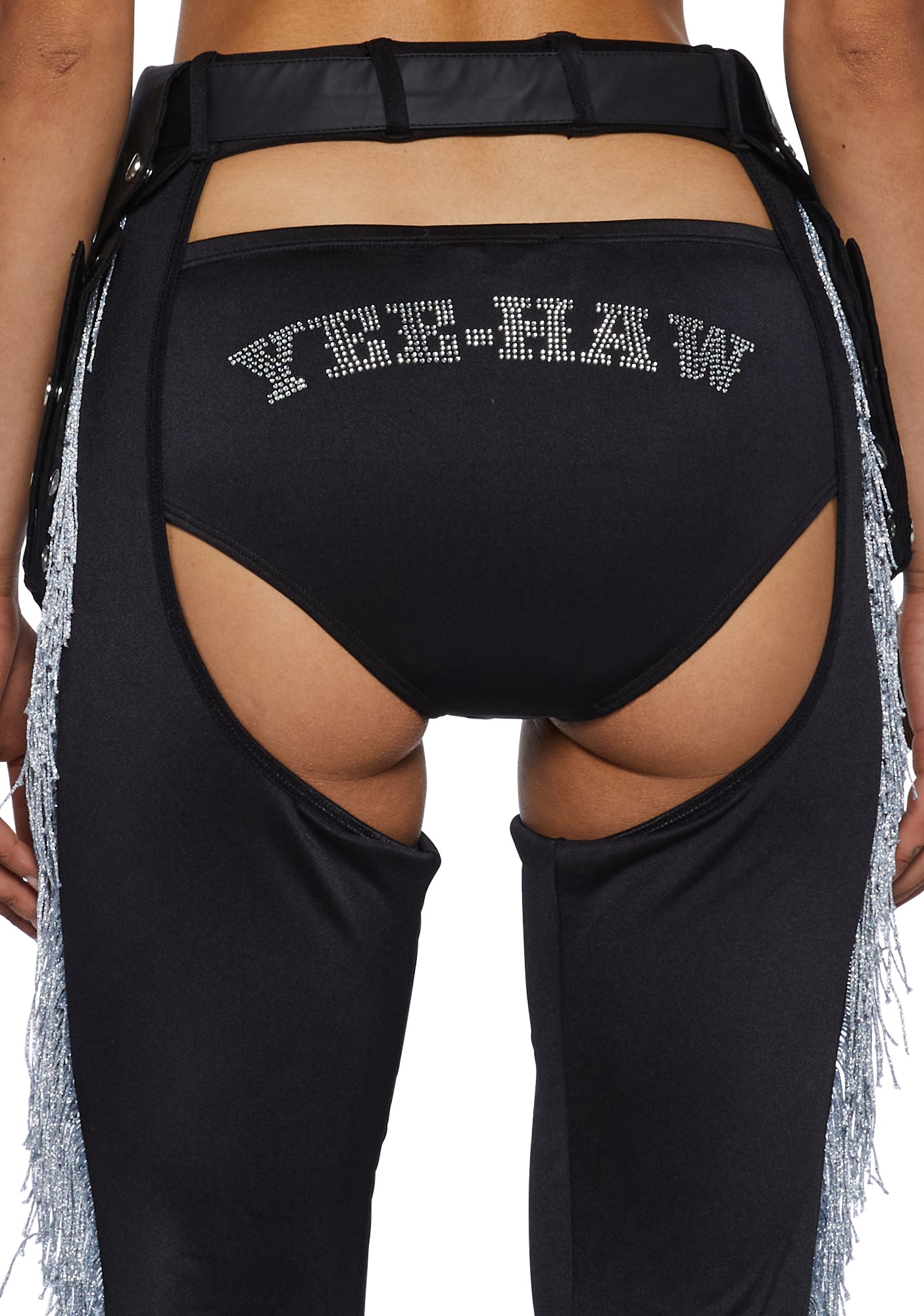 Trickz N' Treatz Sexy Fringe Rhinestone Cowgirl Costume Black