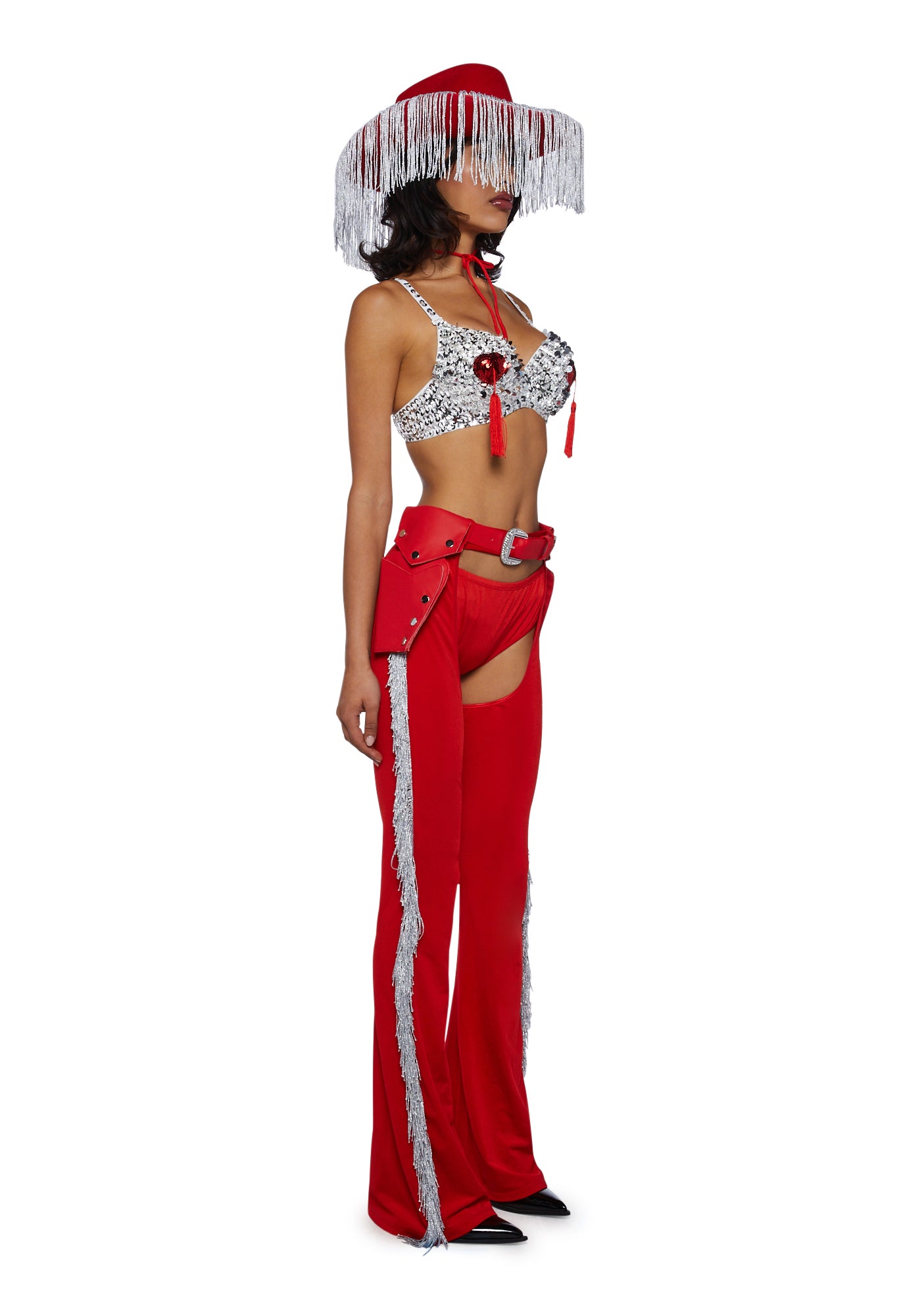 Giddy Up Rhinestone Cowgirl Costume - Red