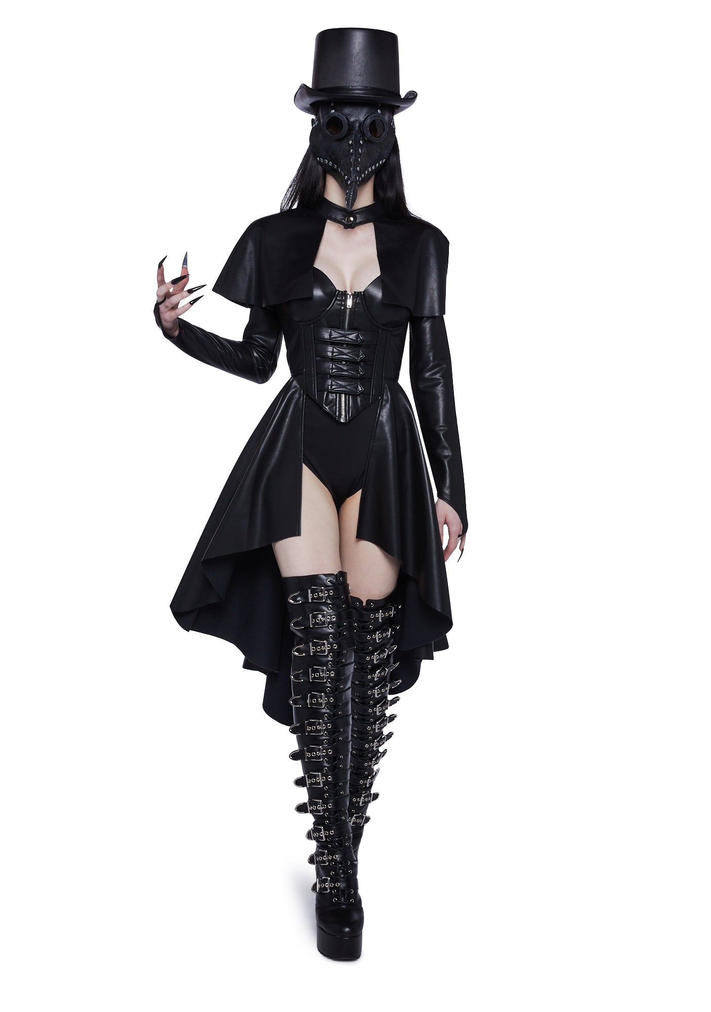 Plague Doctor Costume Set Sexy Womans Halloween Costume Vegan Leather - Black Dolls Kill Plague Doctor Costume Set Sexy Womans Halloween Costume Vegan Leather - Black Dolls Kill