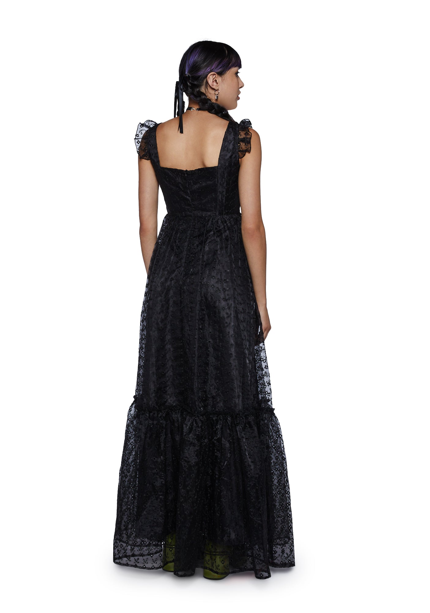 Delia's Embroidered Tulle Babydoll Maxi Dress Black Dolls Kill