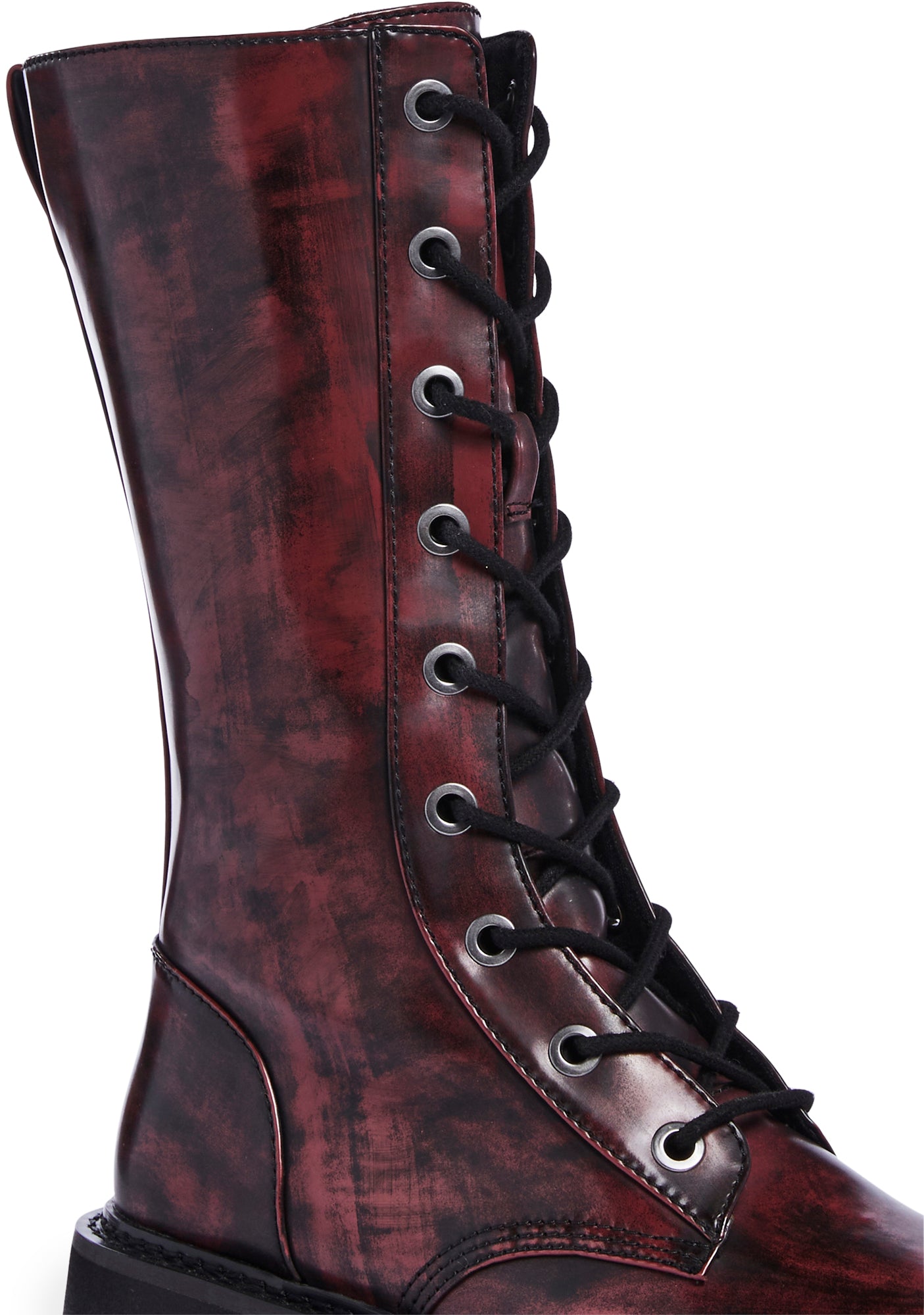 Dark red combat boots shop