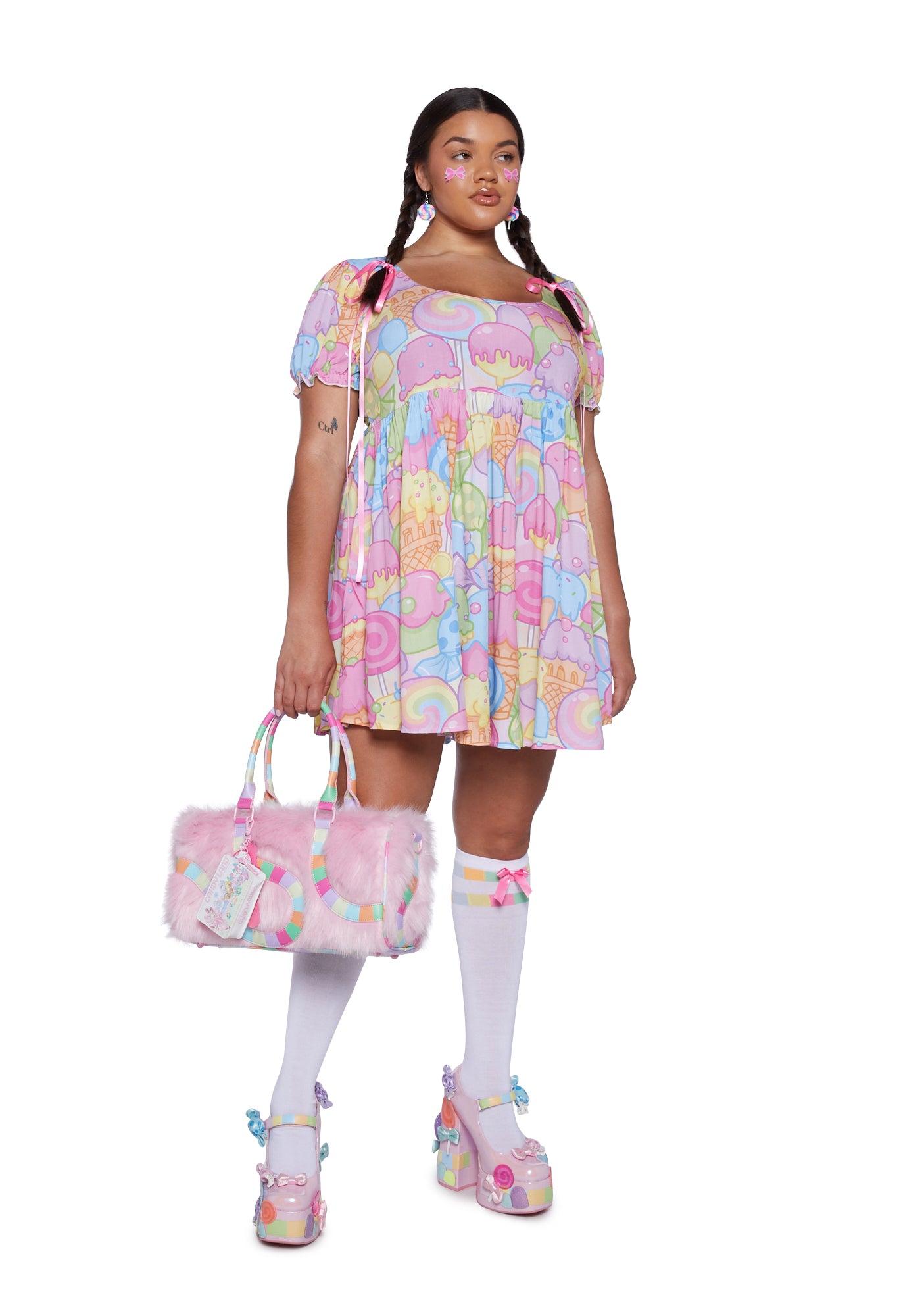 Dolls Kill x Candyland Plus Size Ice Cream Print Babydoll Mini Dress - Multi Dolls Kill x Candyland Plus Size Ice Cream Print Babydoll Mini Dress - Multi