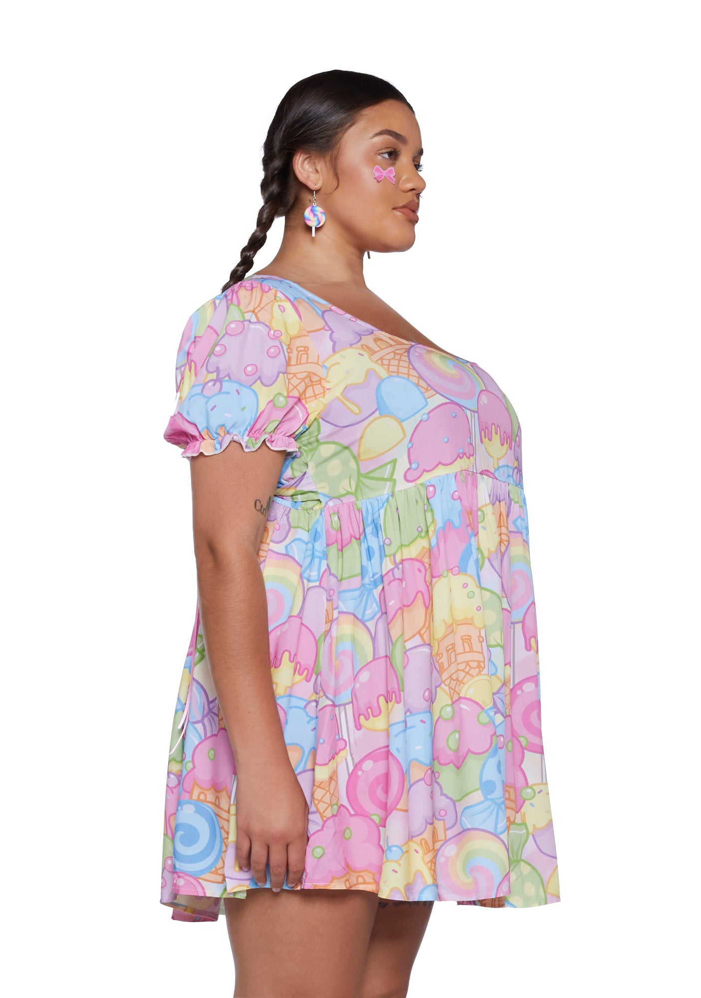 Dolls Kill x Candyland Plus Size Ice Cream Print Babydoll Mini Dress - Multi Dolls Kill x Candyland Plus Size Ice Cream Print Babydoll Mini Dress - Multi